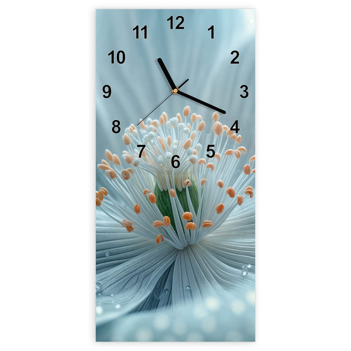 Wanduhr Verträumte Blumenpracht aus Glas – Hochformat 30 × 60 cm mit Ziffernblatt Modern