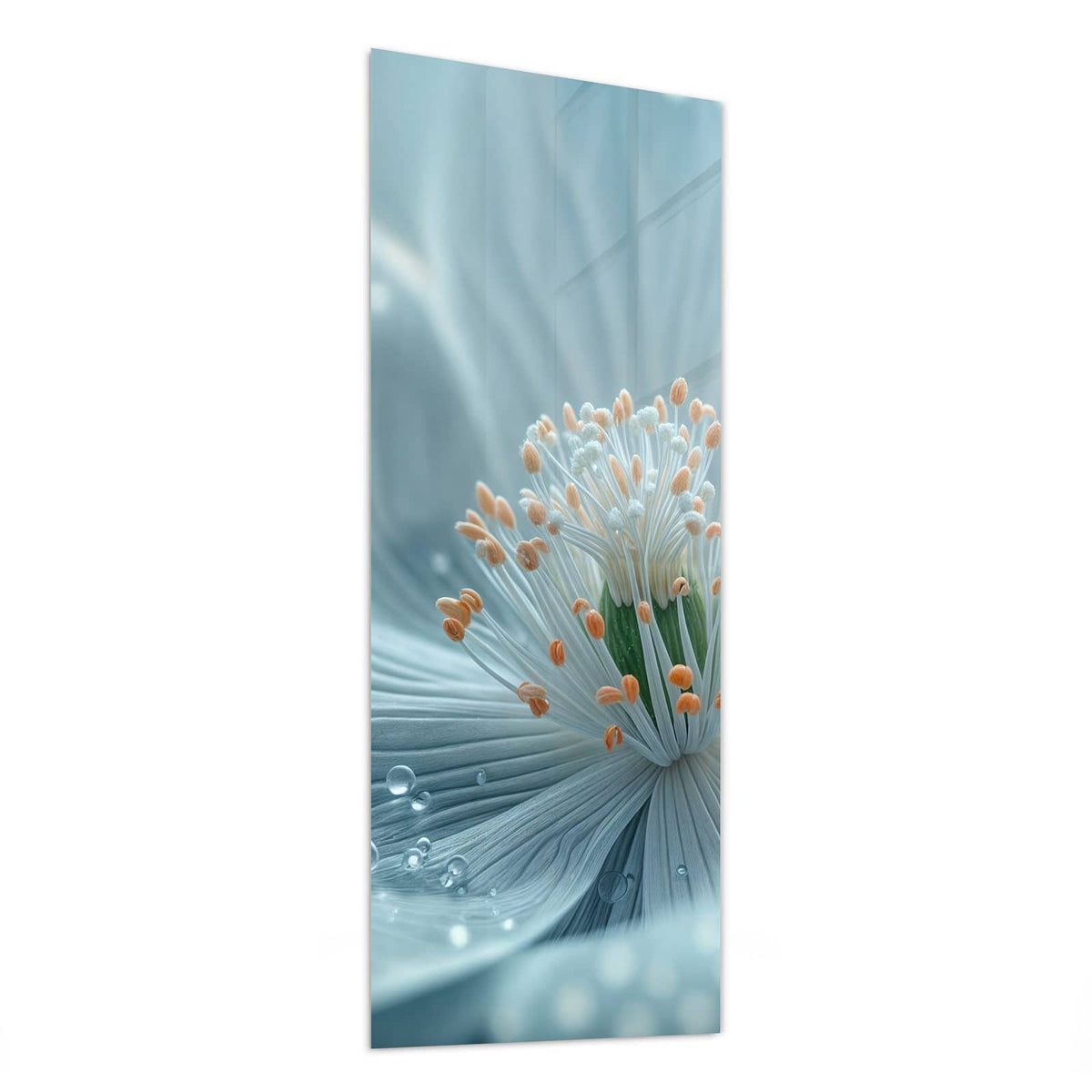 Glasbild Eisblaue Blüte von der Seite, 4 mm Echtglas