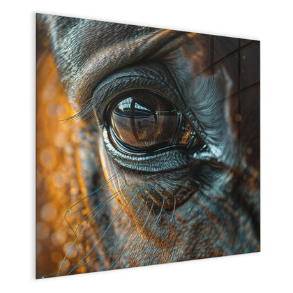 Magnettafel mit dem Motiv Pferdeauge im Goldlicht