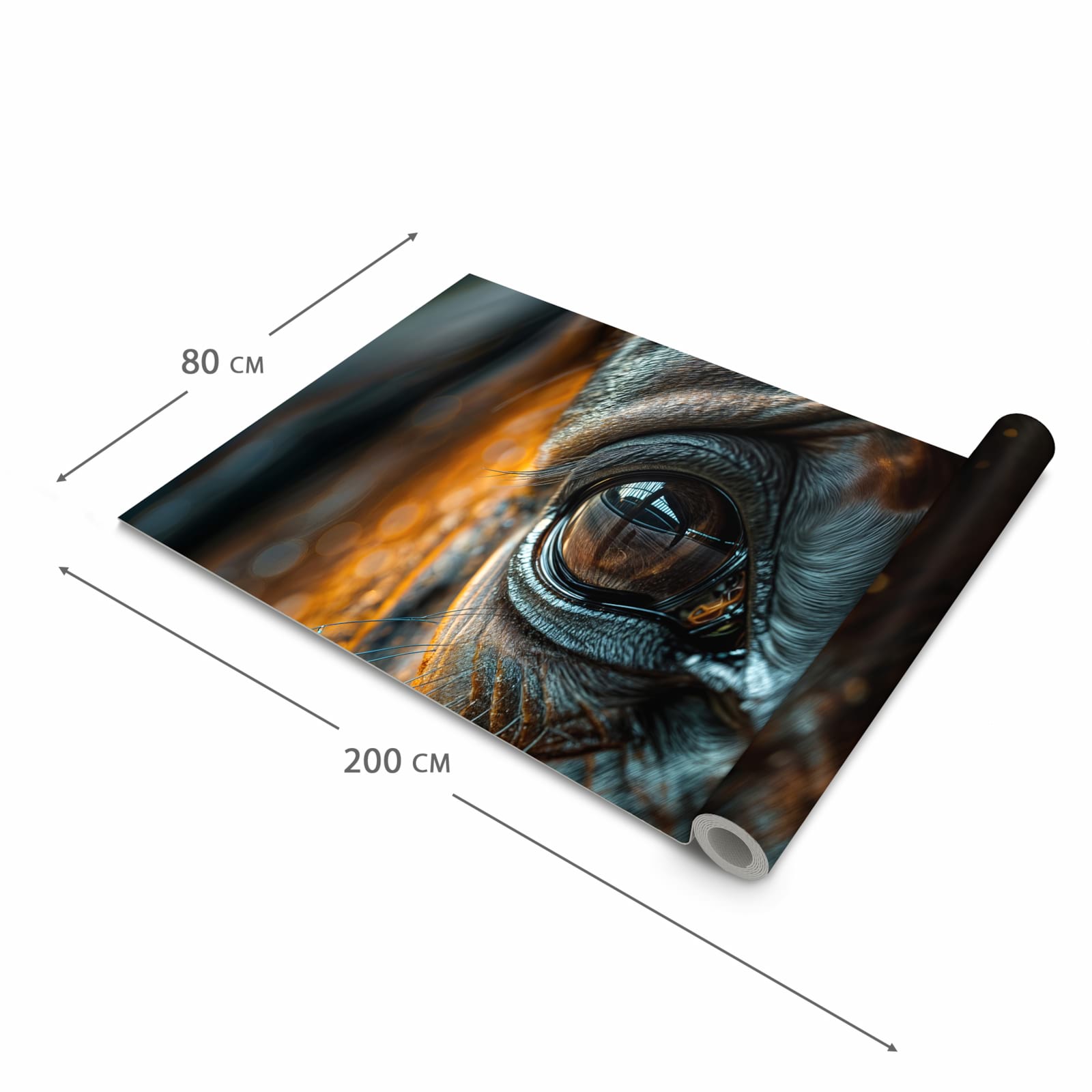 Flacher Küchenteppich mit Motiv Pferdeauge in der Grösse 60x150 cm, waschbar