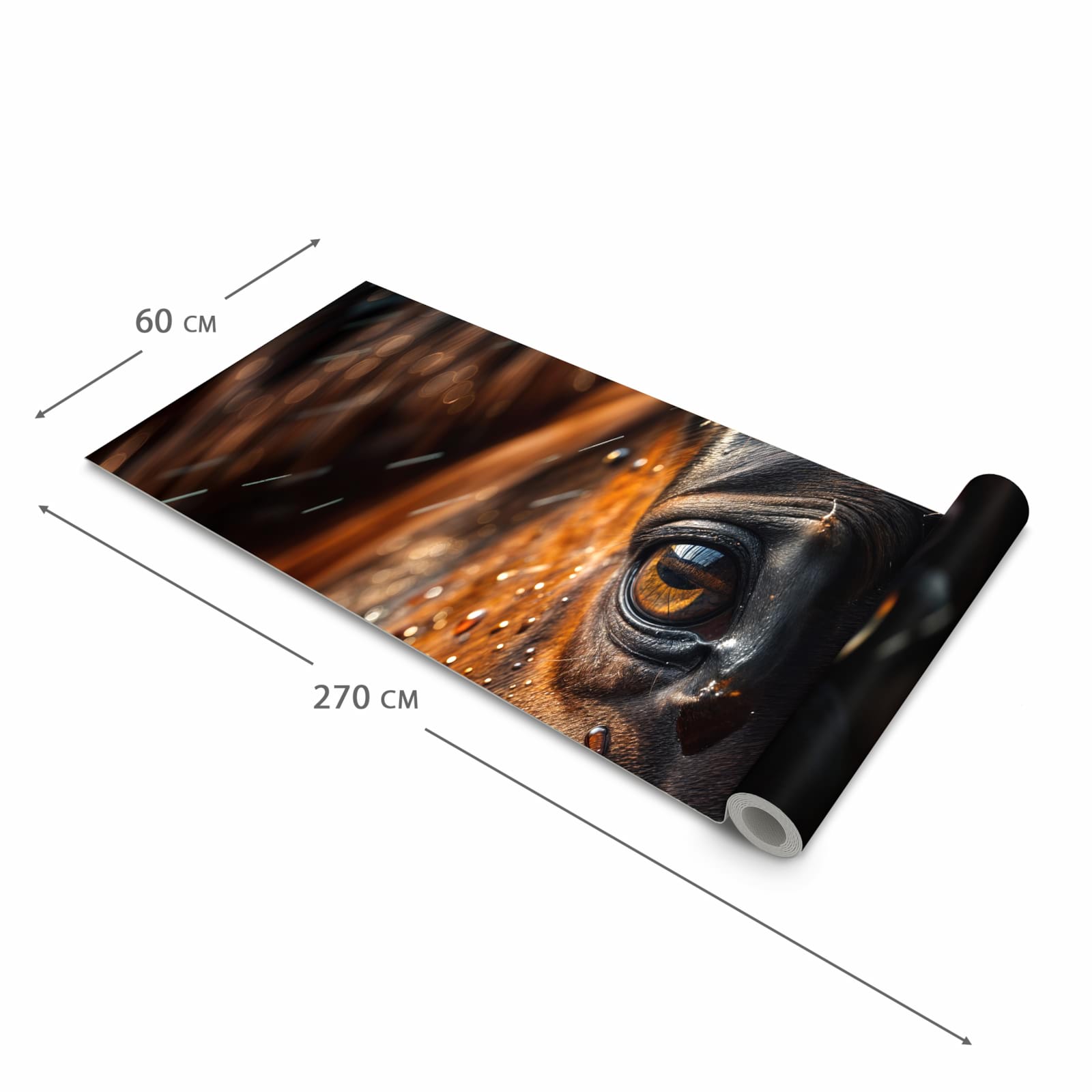 Bodenschonender rutschfester Küchenteppich mit Motiv Pferdeauge im Regen in der Grösse 60x150 cm