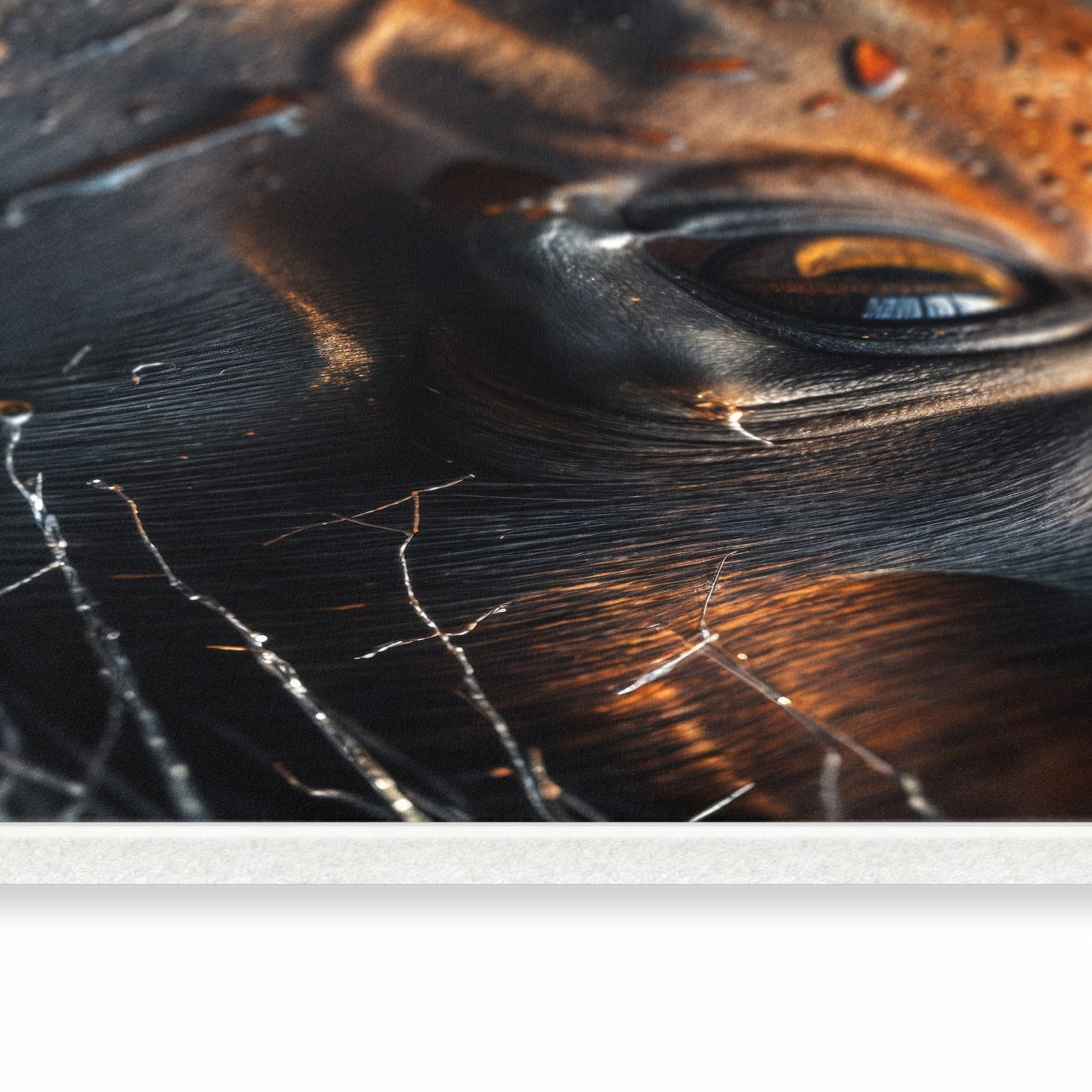 Waschbarer Küchenläufer mit Motiv Pferdeauge im Regen in seitlicher Ansicht spart Zeit