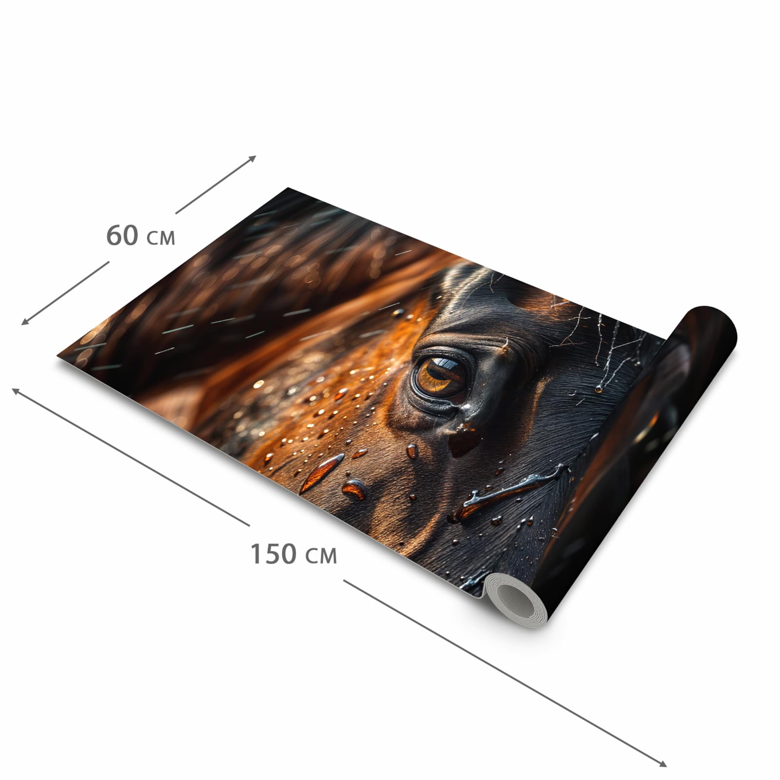Langlebiger Läufer Eingangsbereich mit Motiv Pferdeauge im Regen in der Grösse 60x150 cm