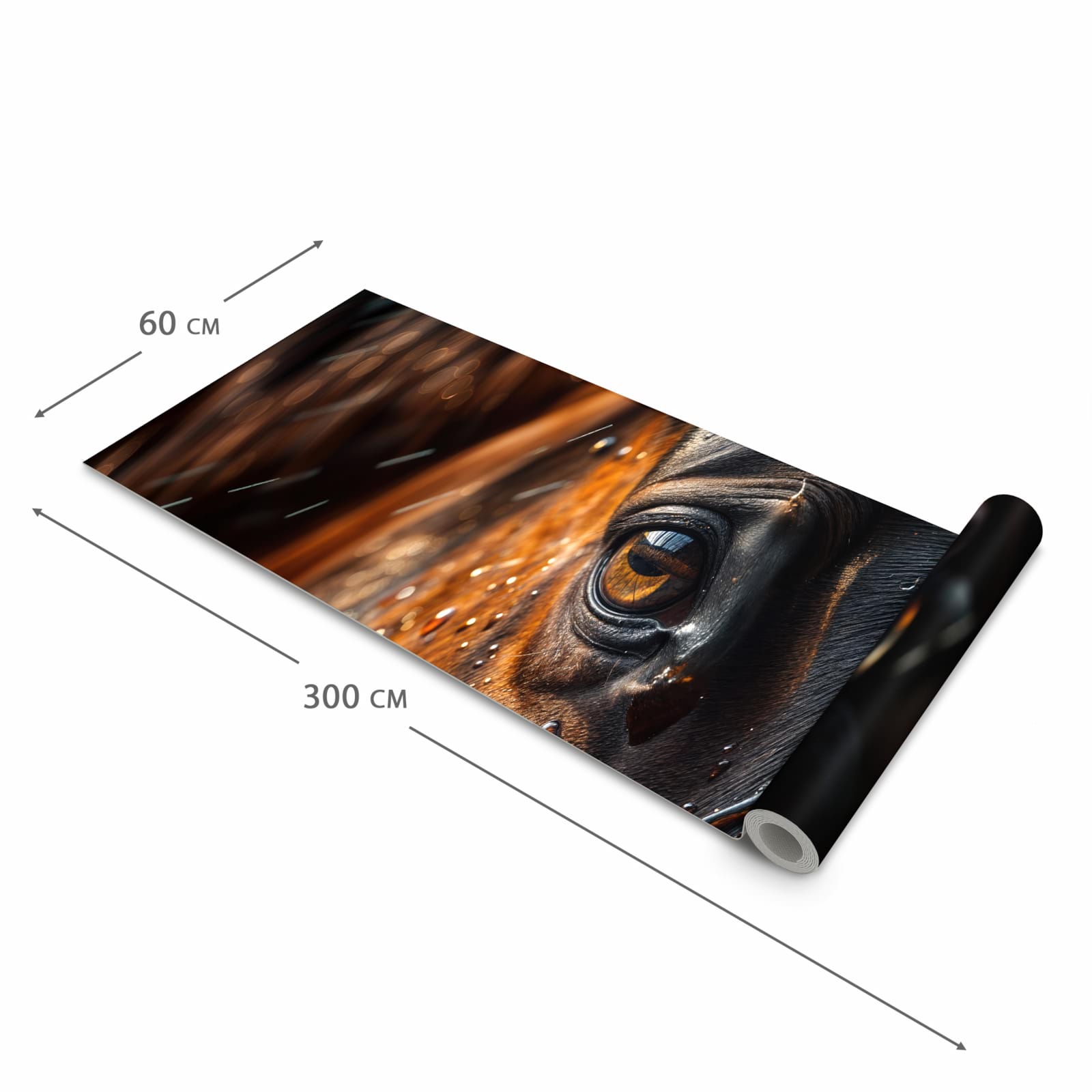 Dünner waschbarer Küchenteppich mit Motiv Pferdeauge im Regen in der Grösse 60x150 cm