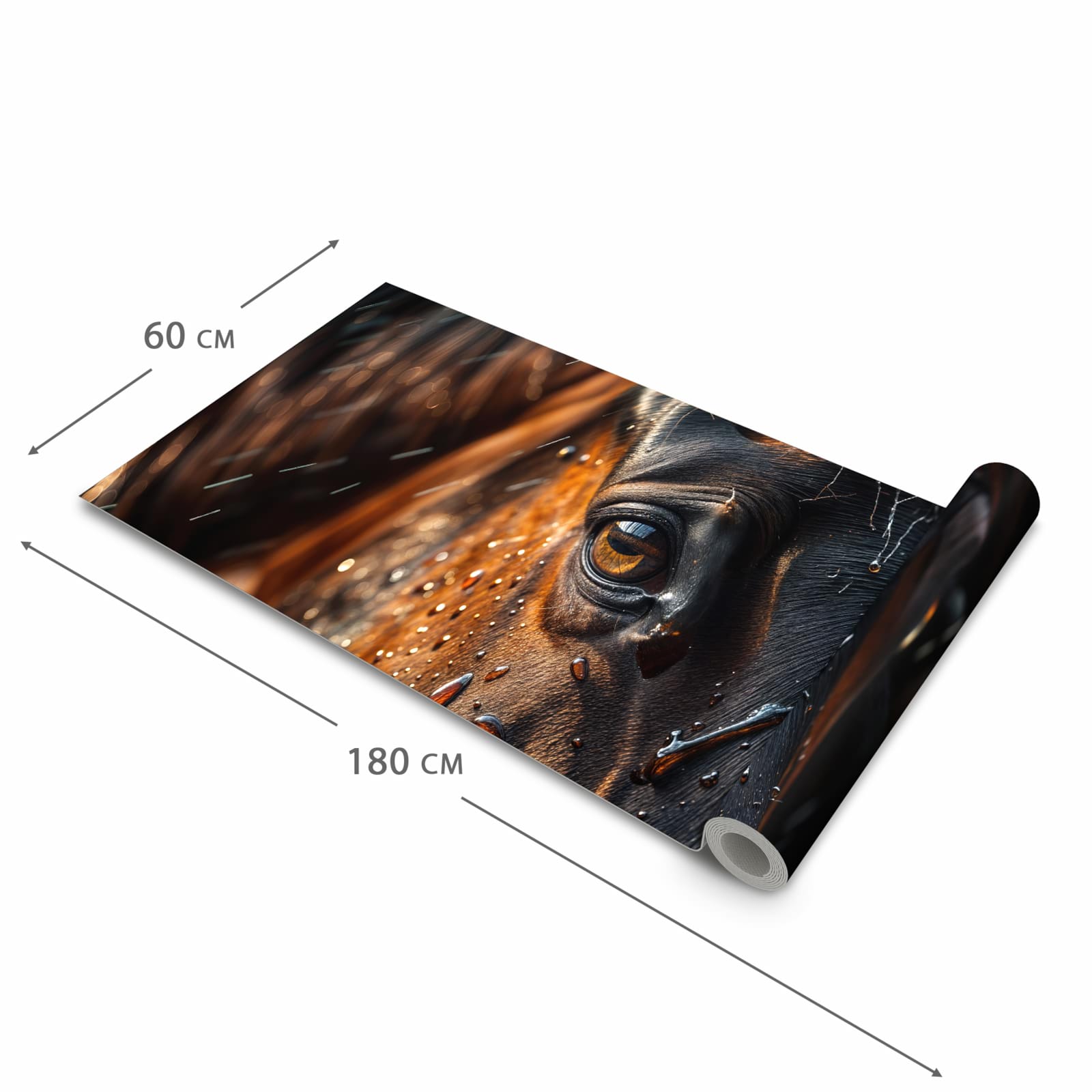 Rutschfester Läufer für Flur mit Motiv Pferdeauge im Regen in der Grösse 60x150 cm