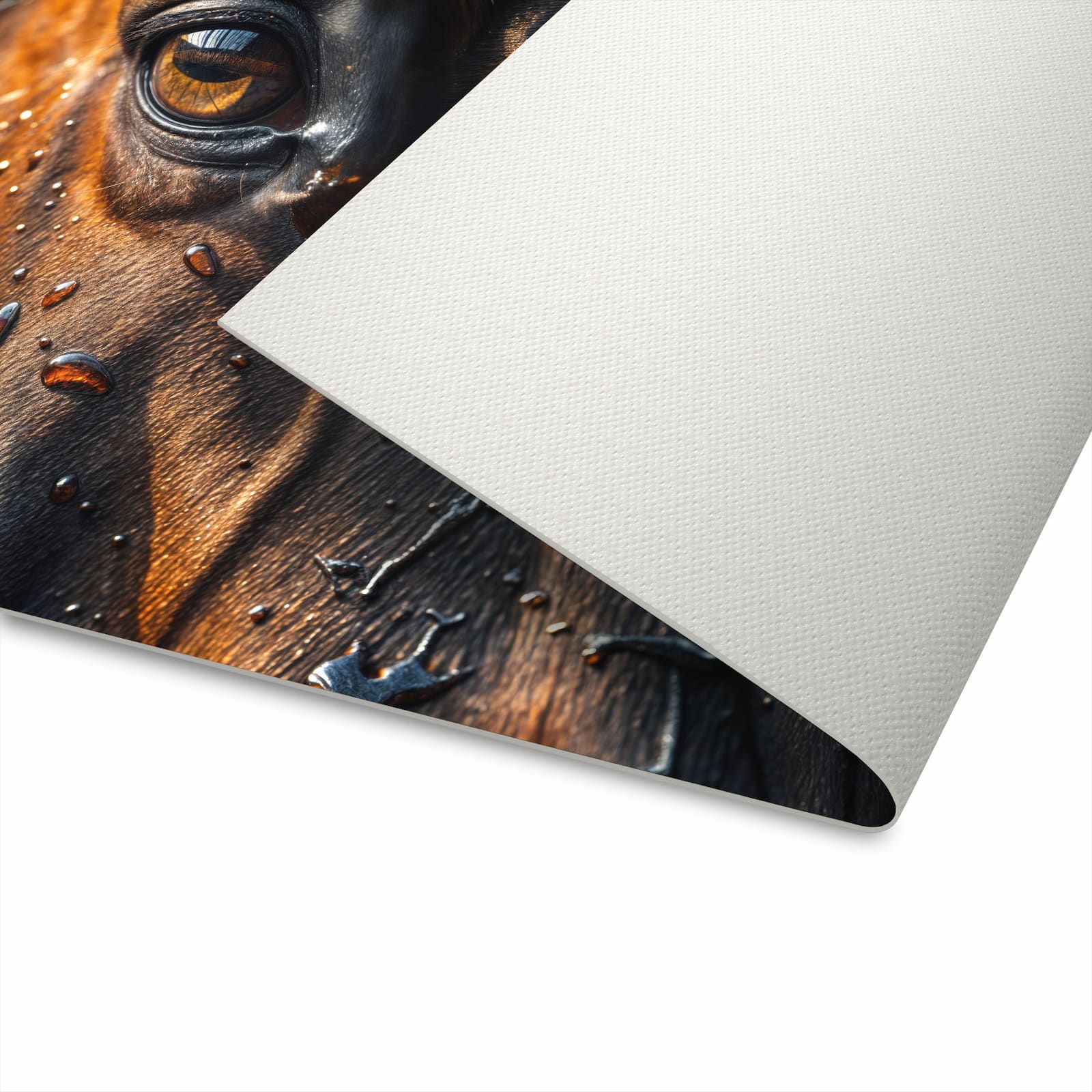 Flacher Küchenteppich mit Motiv Pferdeauge im Regen in der Unterseite