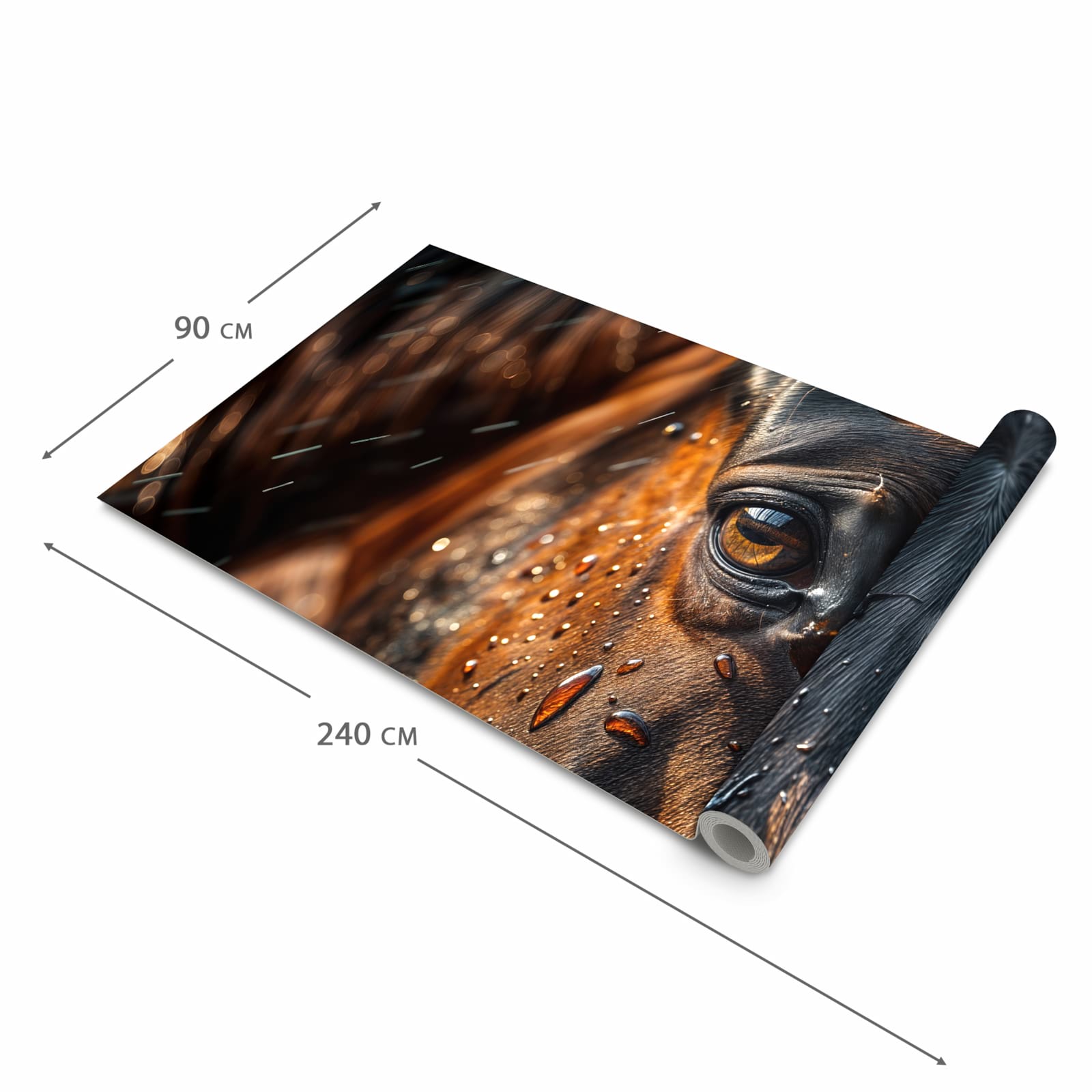 Abriebfester Küchenteppich mit Motiv Pferdeauge im Regen in der Grösse 60x150 cm