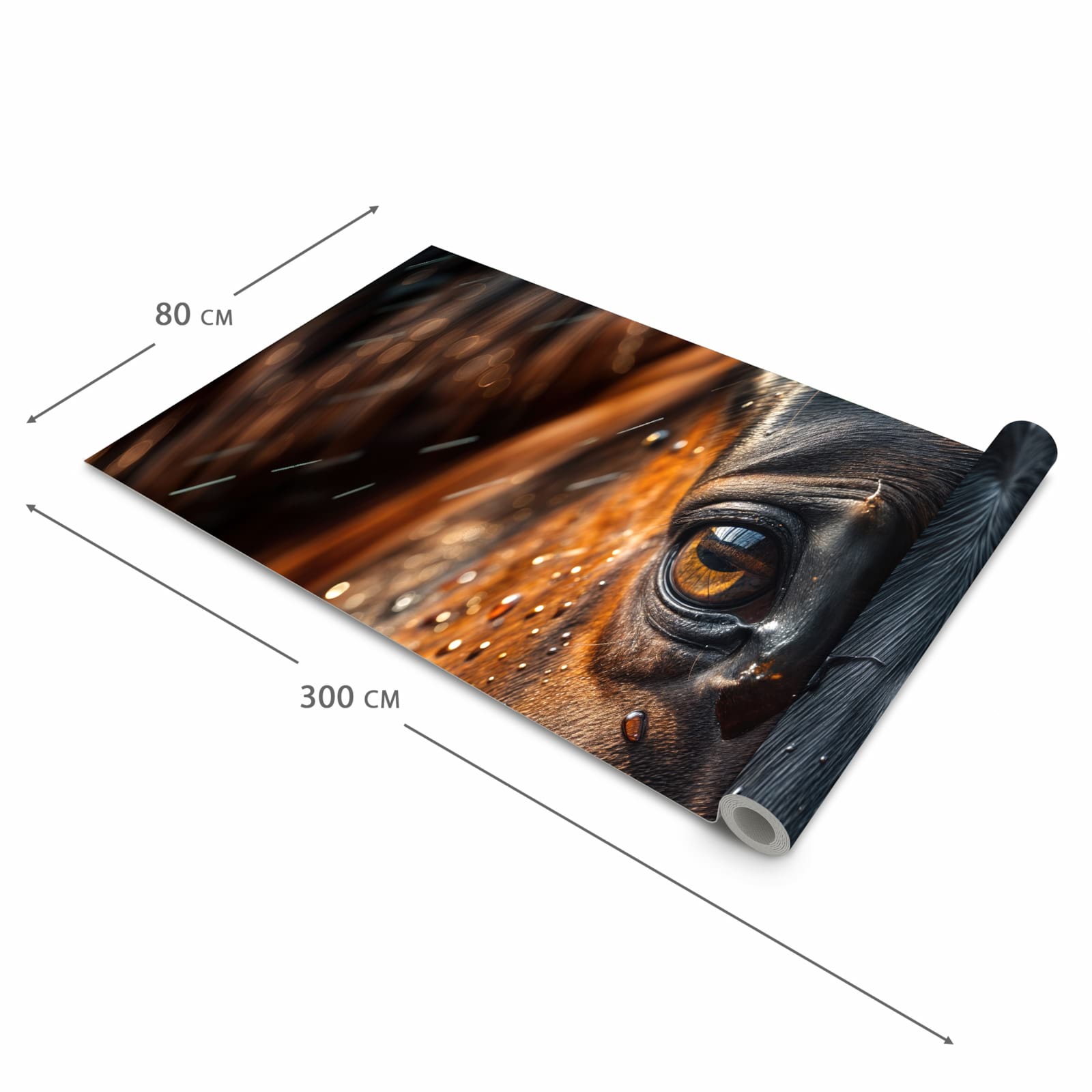 Zeitsparender Bodenläufer Teppich mit Motiv Pferdeauge im Regen in der Grösse 60x150 cm