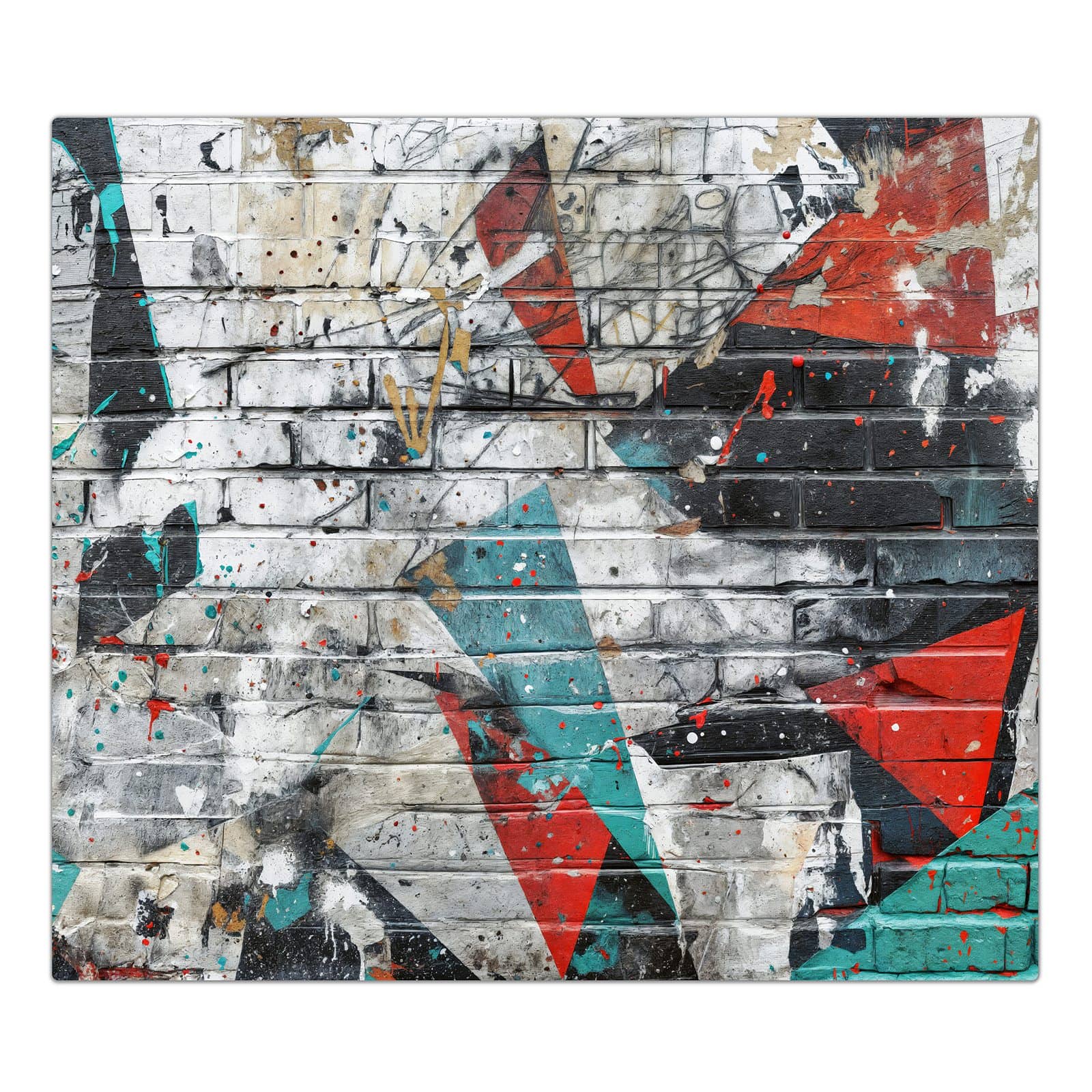 1-teilige Abdeckung für Herdplatte mit Graffiti Mauer-Motiv in der Frontansicht #grösse_1-Teilig (60x52cm)