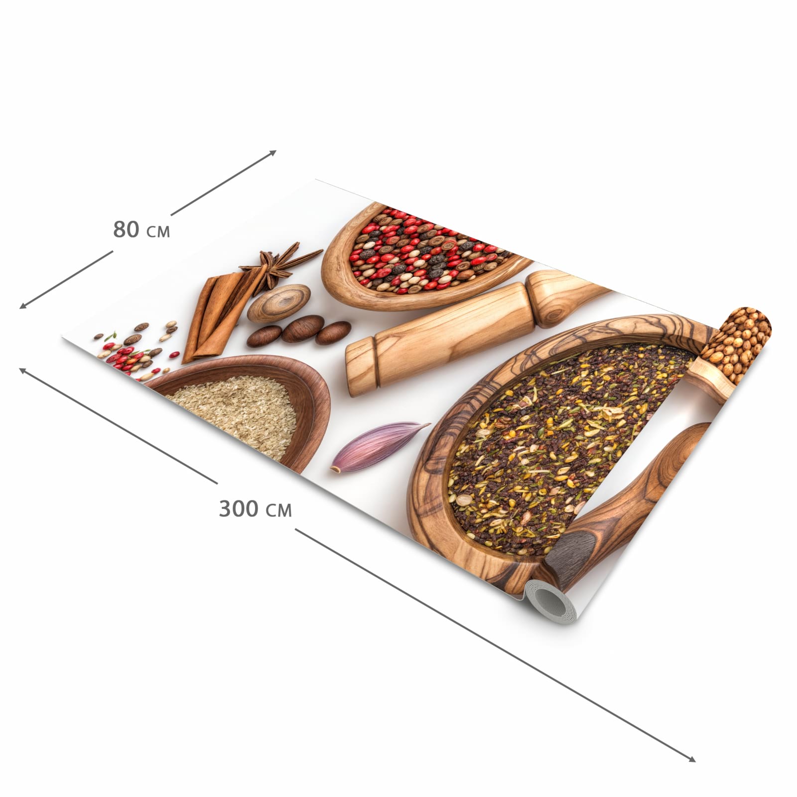 Teppichläufer Küche mit Motiv Gewürzsammlung Zubehör in der Grösse 60x150 cm - angenehme Haptik