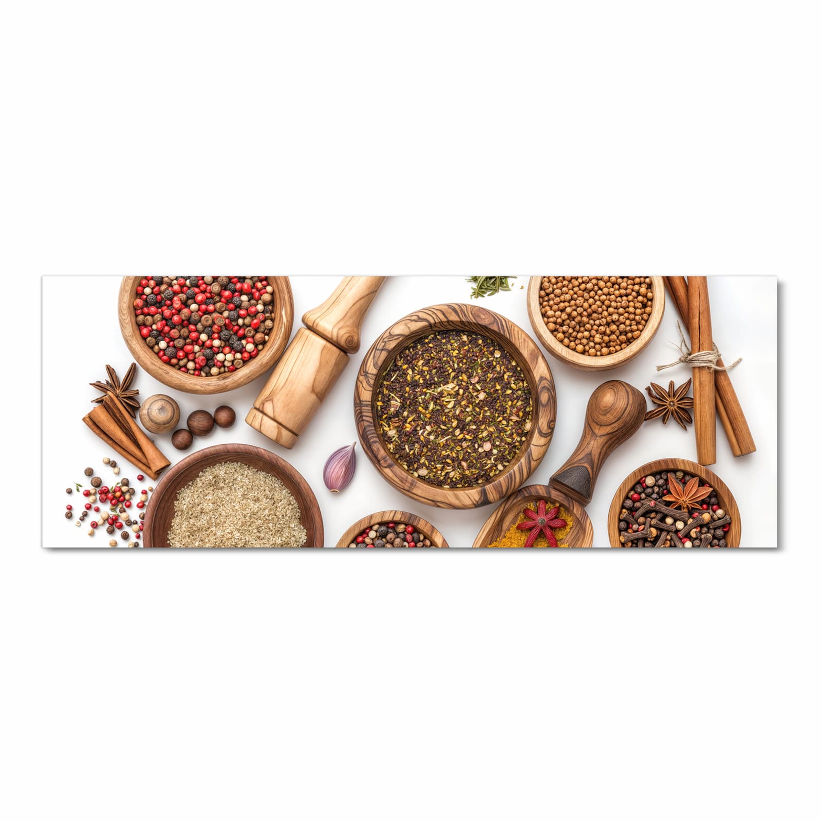 Langlebiger waschbarer Küchenläufer mit Motiv Gewürzsammlung Zubehör in Frontansicht
