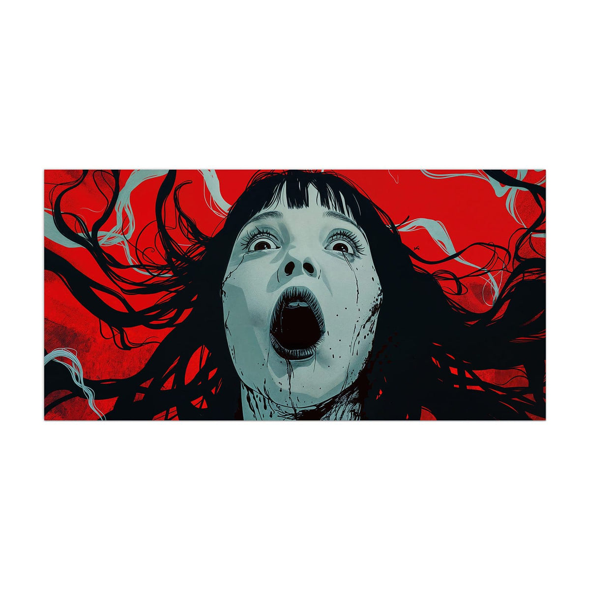 Küchenrückwand aus Glas Schrei in Rot im Hochformat, Motiv bildfüllend von vorn