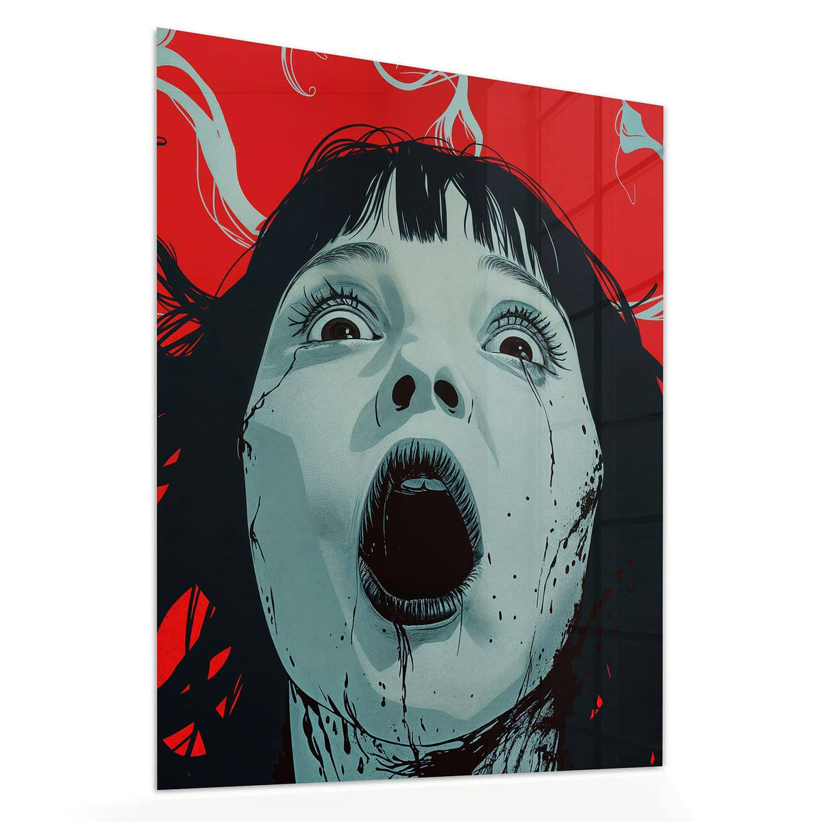 Echtglas, 4 mm – kein Acryl, keine Folie – Wandbild - Schrei in Rot - Hochformat
