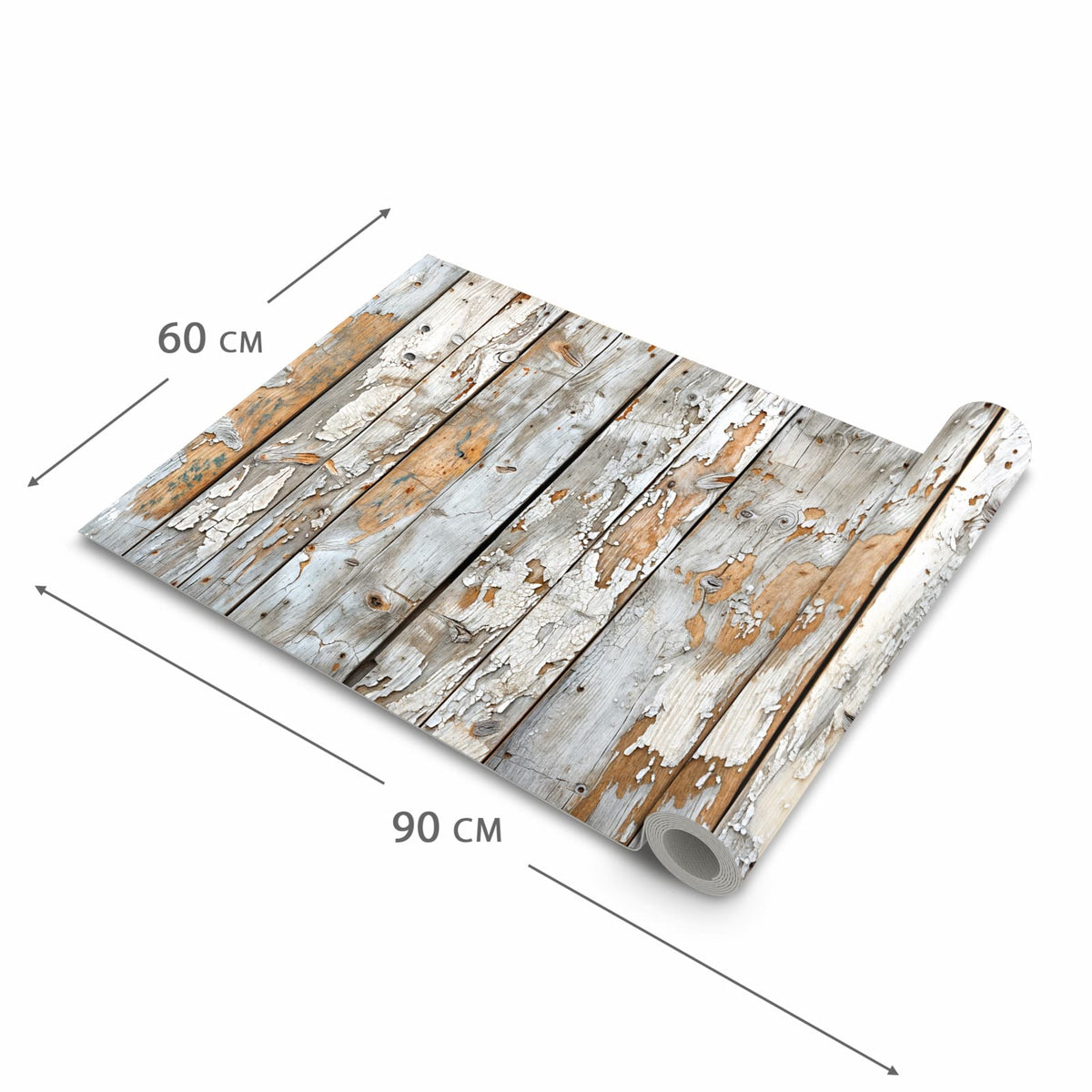 Fleckenresistenter rutschfester Küchenläufer mit Motiv Verwittertes Holz in der Größe 80x280 cm