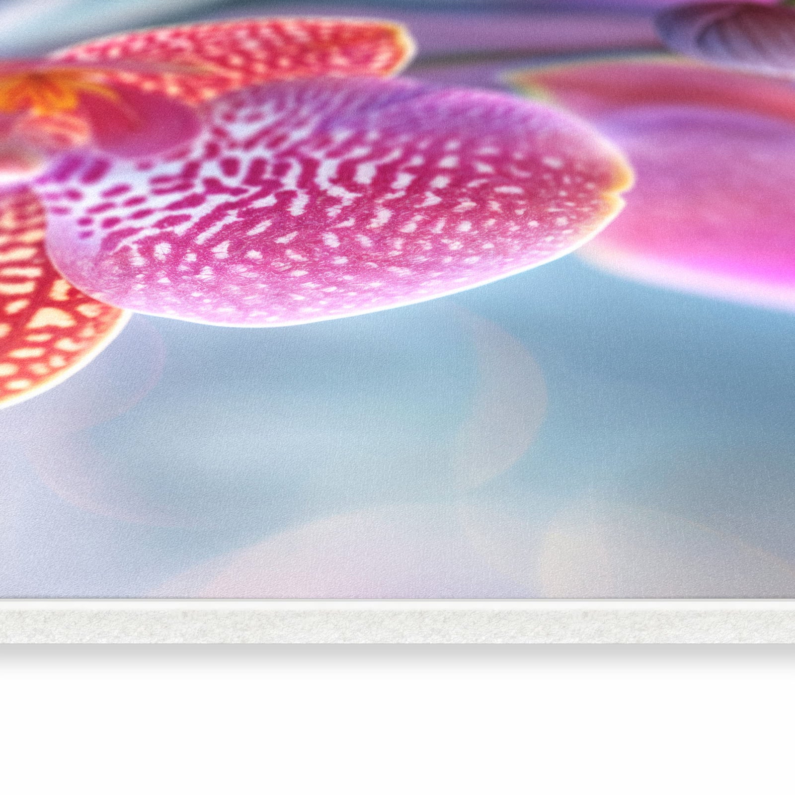 Bodenschonender waschbarer Küchenteppich mit Motiv Exotische Orchidee in seitlicher Ansicht