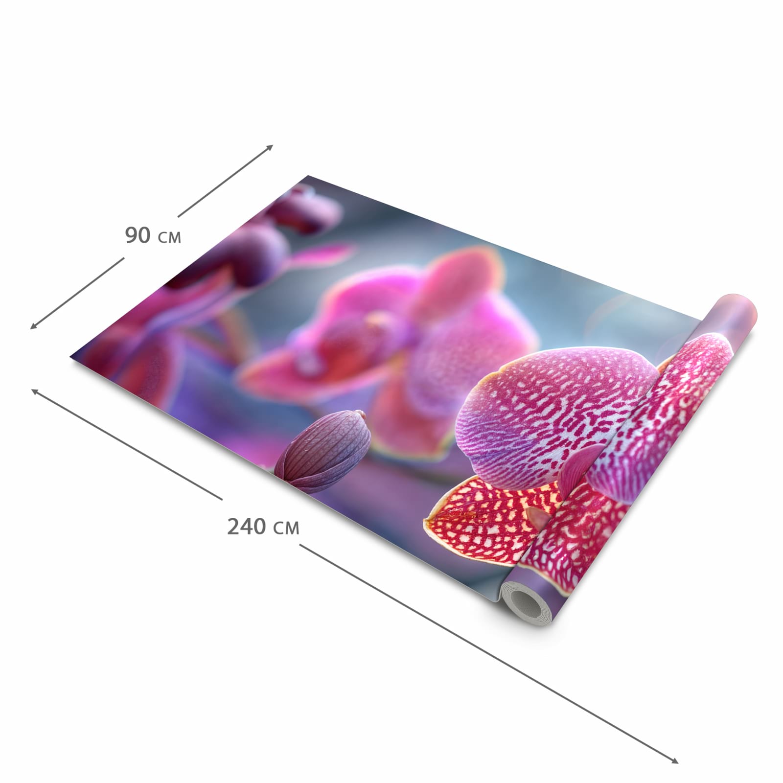 Rutschfester Küchenläufer mit Motiv Exotische Orchidee in der Grösse 90x240 cm für Trittkomfort