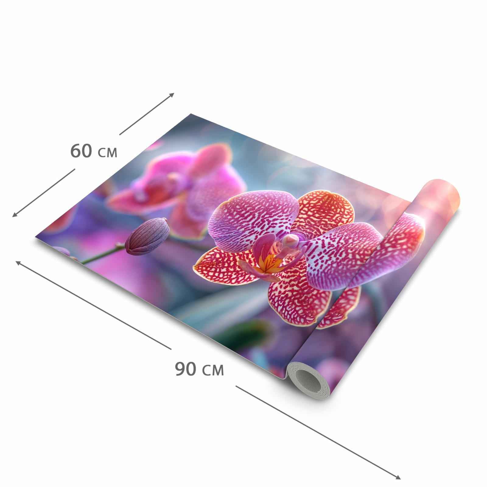 Formstabiler waschbarer Küchenteppich mit Motiv Exotische Orchidee in der Grösse 90x240 cm