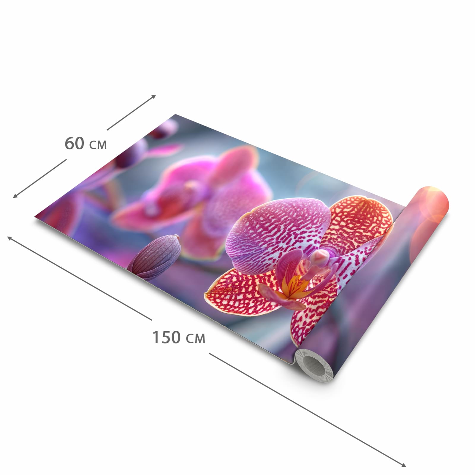 Feuchtigkeitsresistenter Küchenteppich mit Motiv Exotische Orchidee in der Größe 90x240 cm