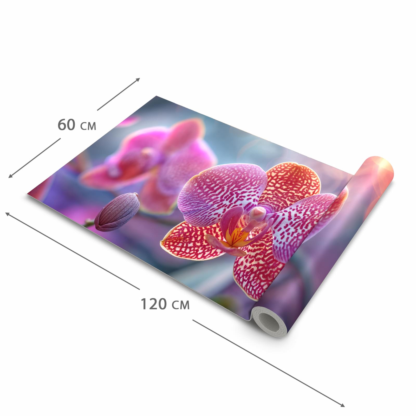 Rutschfester Küchenteppich mit Motiv Exotische Orchidee in der Größe 90x240 cm