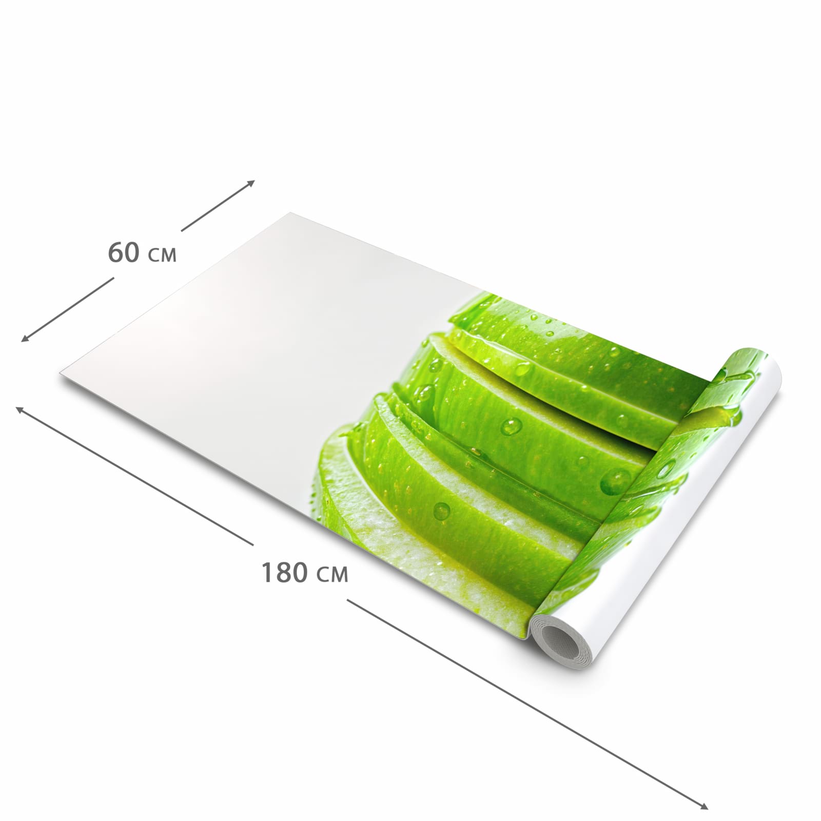 Langlebiger dünner Küchenteppich mit Motiv Geschnittener Apfel in der Grösse 90x240 cm