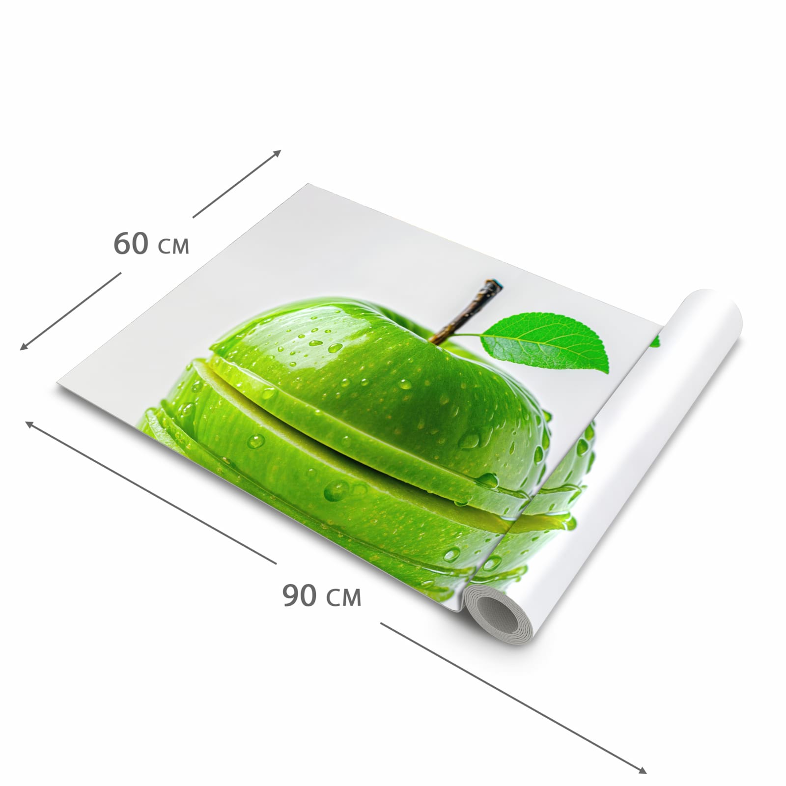 Rutschfester waschbarer Teppich Esstisch mit Motiv Geschnittener Apfel in der Grösse 90x240 cm