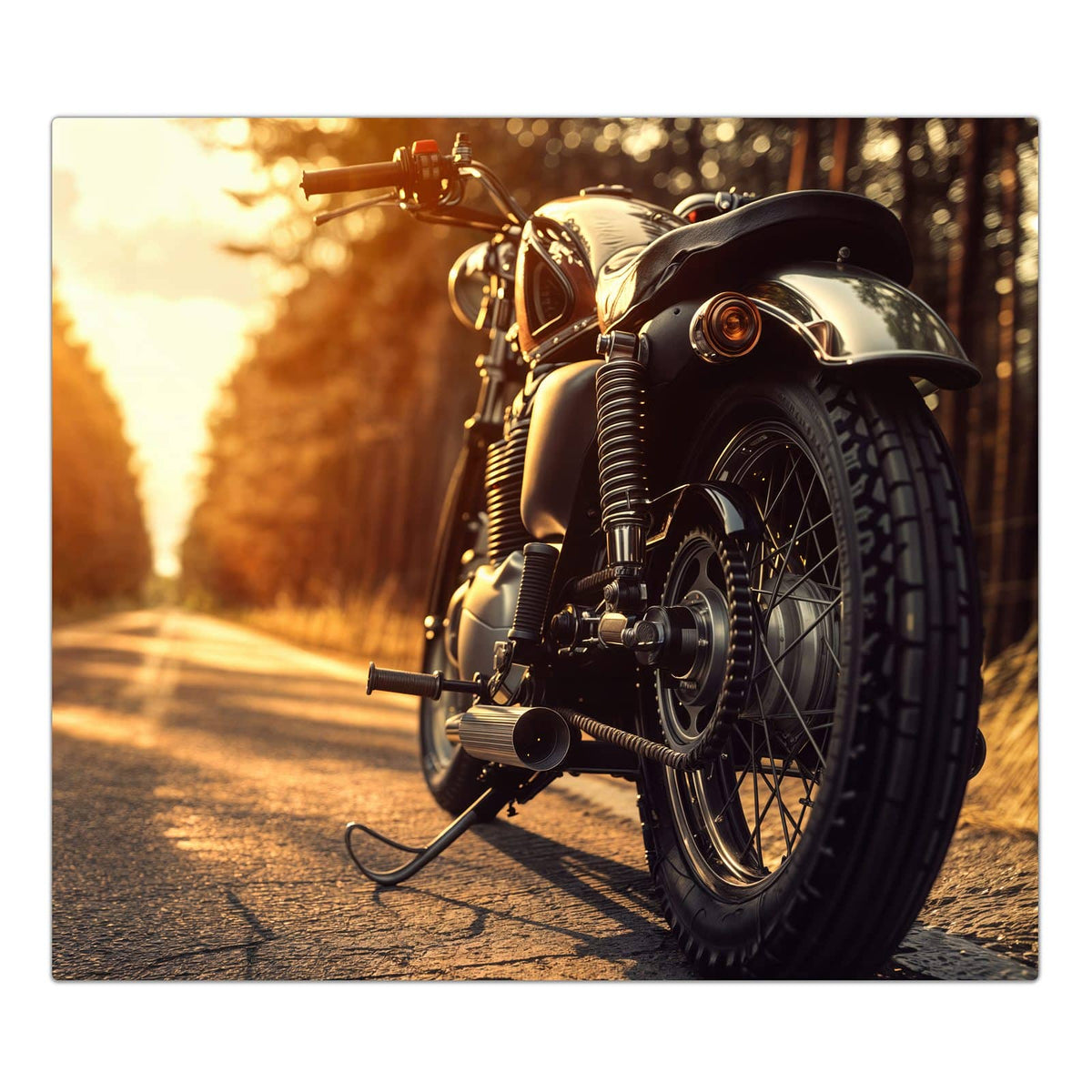 1-teilige Herdabdeckplatte mit Motorradsonne-Motiv in der Frontansicht #grösse_1-Teilig (60x52cm)