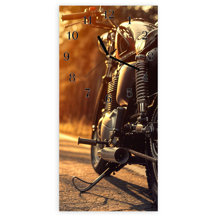 Wanduhr Motorradsonne aus Glas – Hochformat 30 × 60 cm mit Ziffernblatt Klassisch