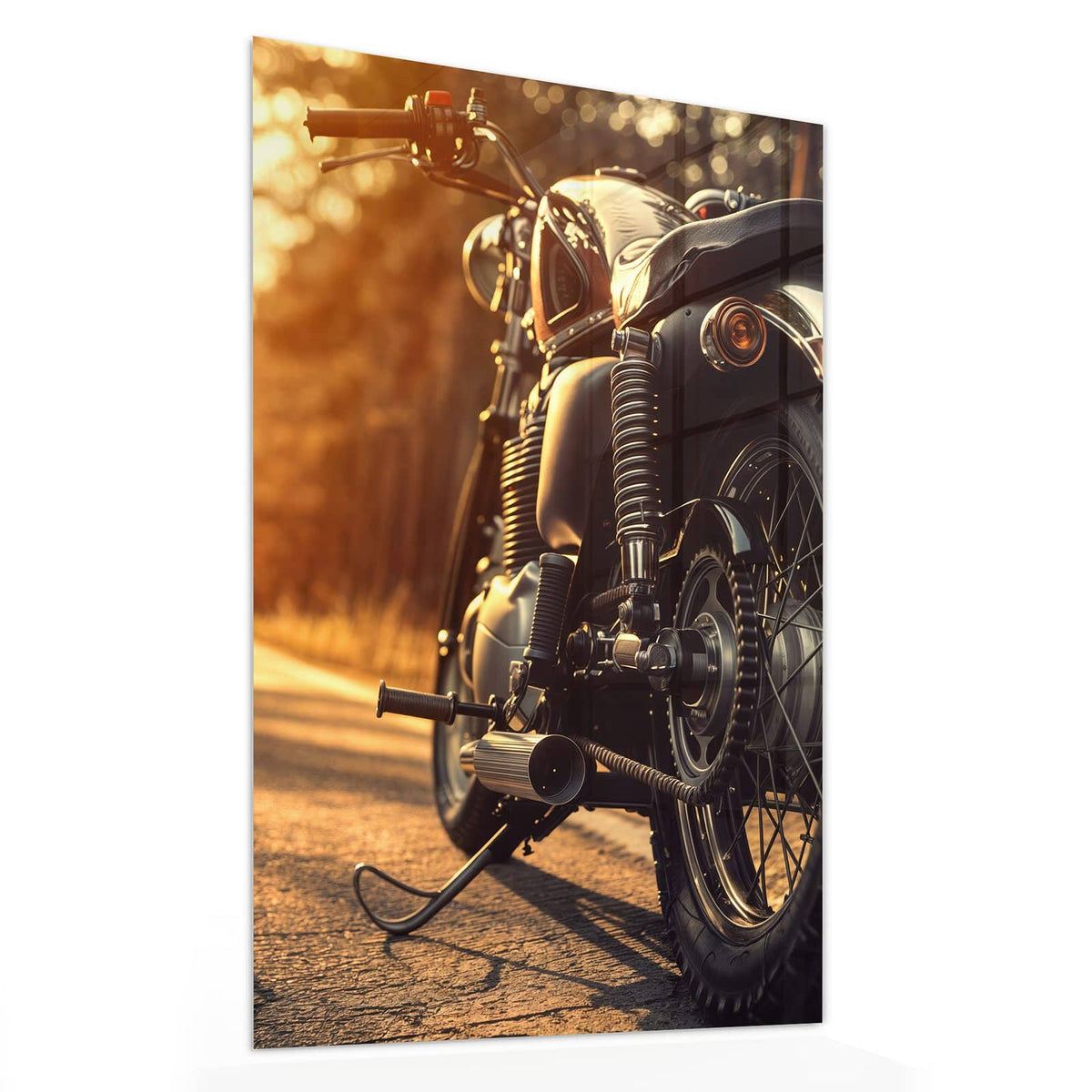11 Größen – von 30 × 60 bis 60 × 150 cm – Wandbild - Motorrad im Gegenlicht - Hochformat
