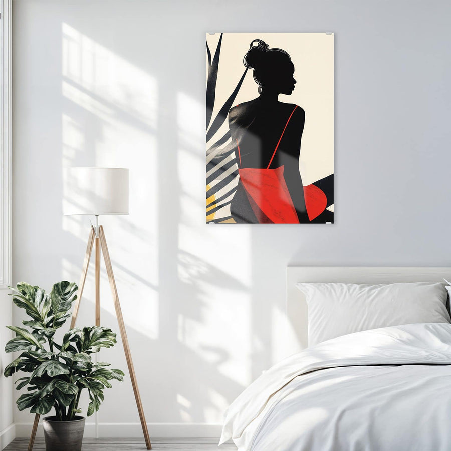 Maße Wandbild - Frau im roten Kleid - Hochformat