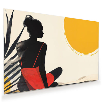 Wandbild mit dem Motiv Frau im roten Kleid
