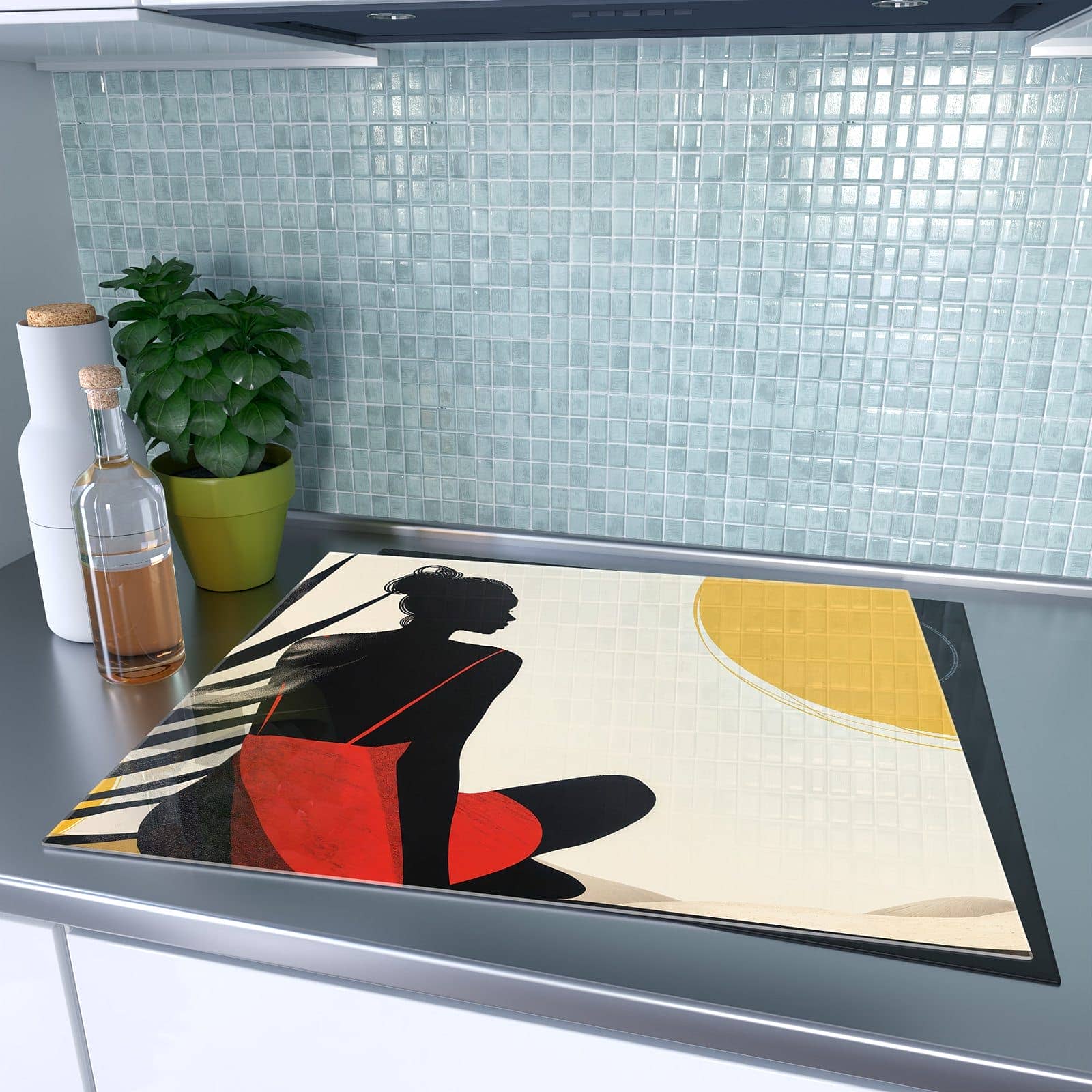 1-teilige Herdabdeckplatten aus Glas mit Sanfte Sonnenbaden-Motiv auf dem Ceranfeld