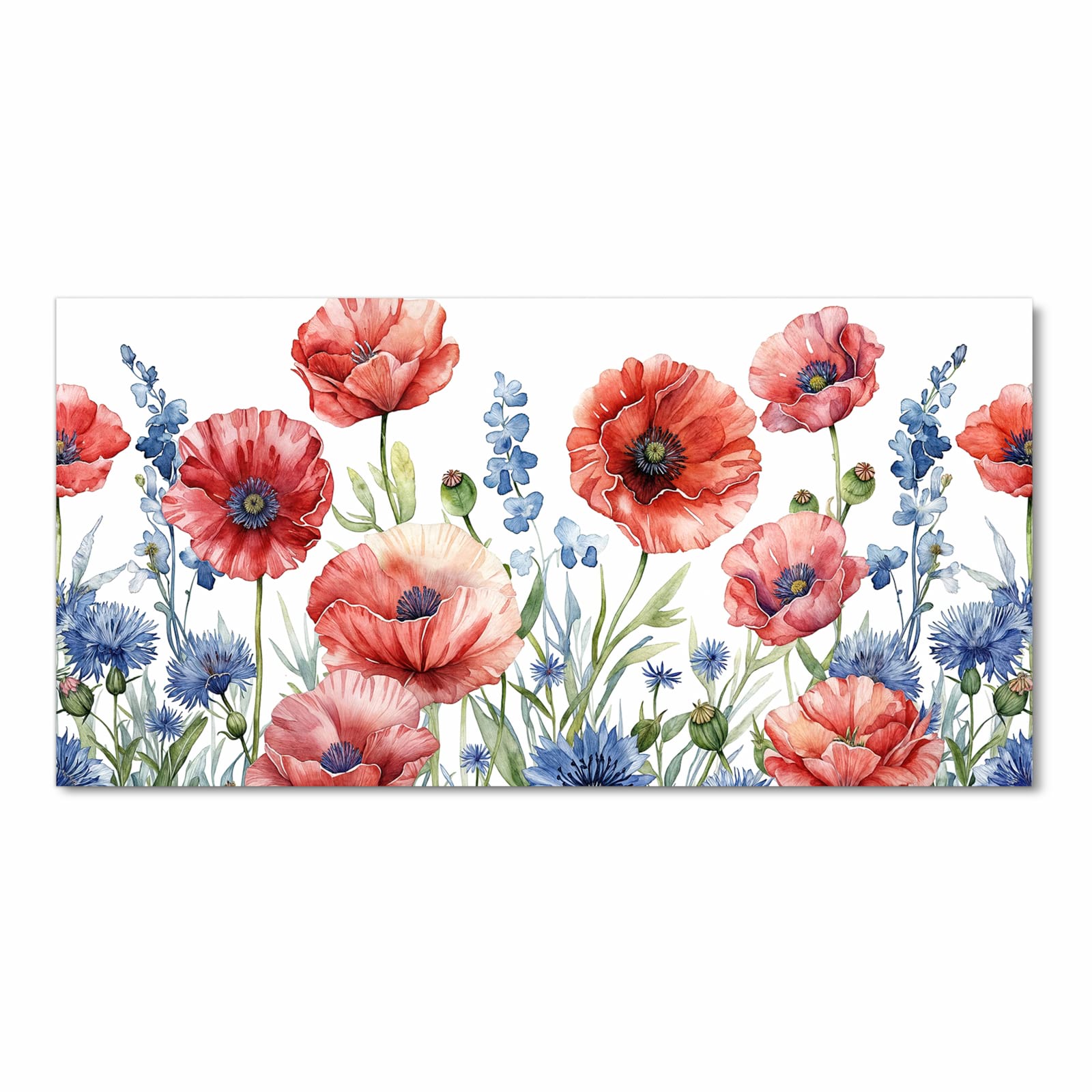 Bodenschonender Küchenteppich mit Motiv Blumenwiese Kunstvoll in Frontansicht