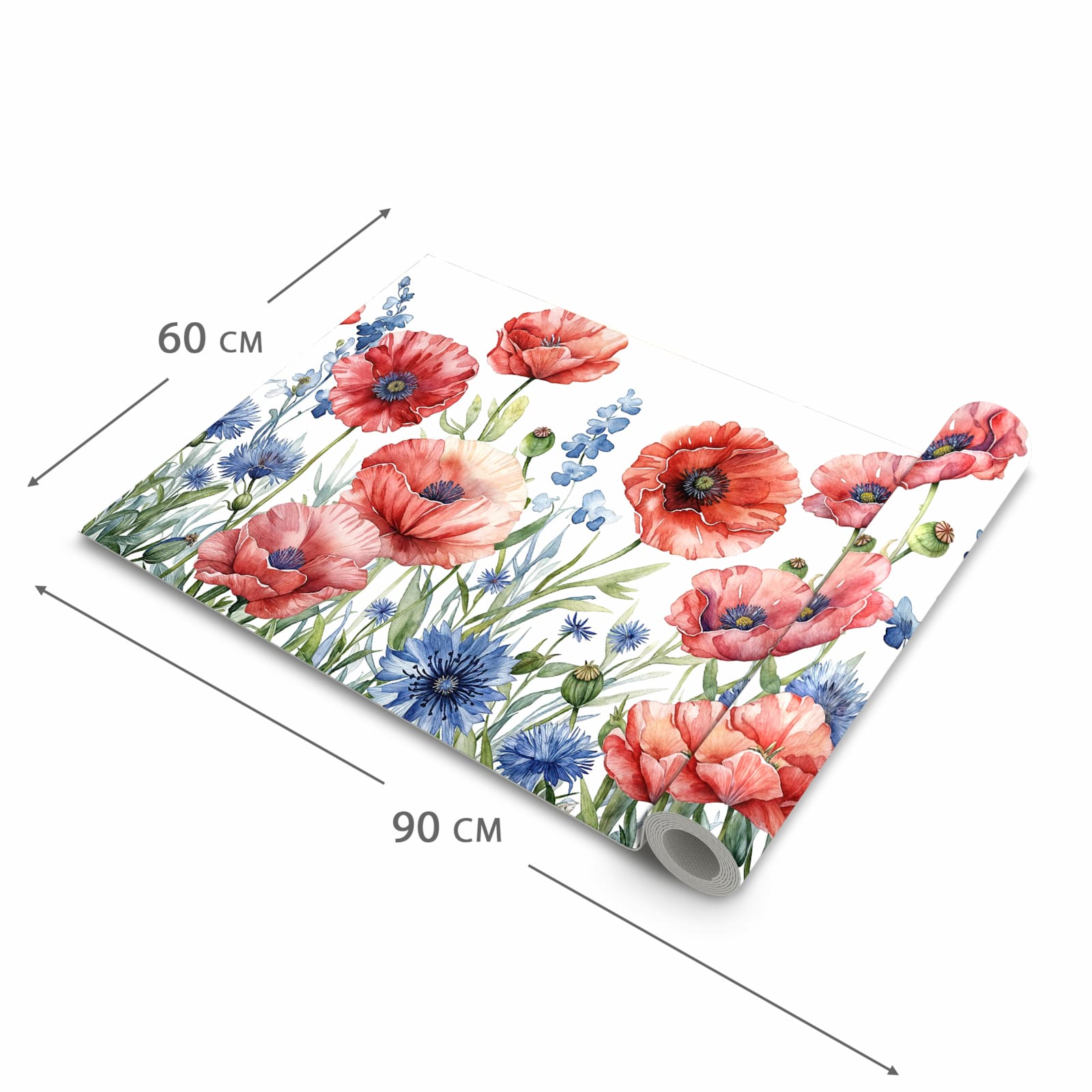 Strapazierfähiger Bodenläufer mit Motiv Blumenwiese Kunstvoll in der Grösse 80x300 cm