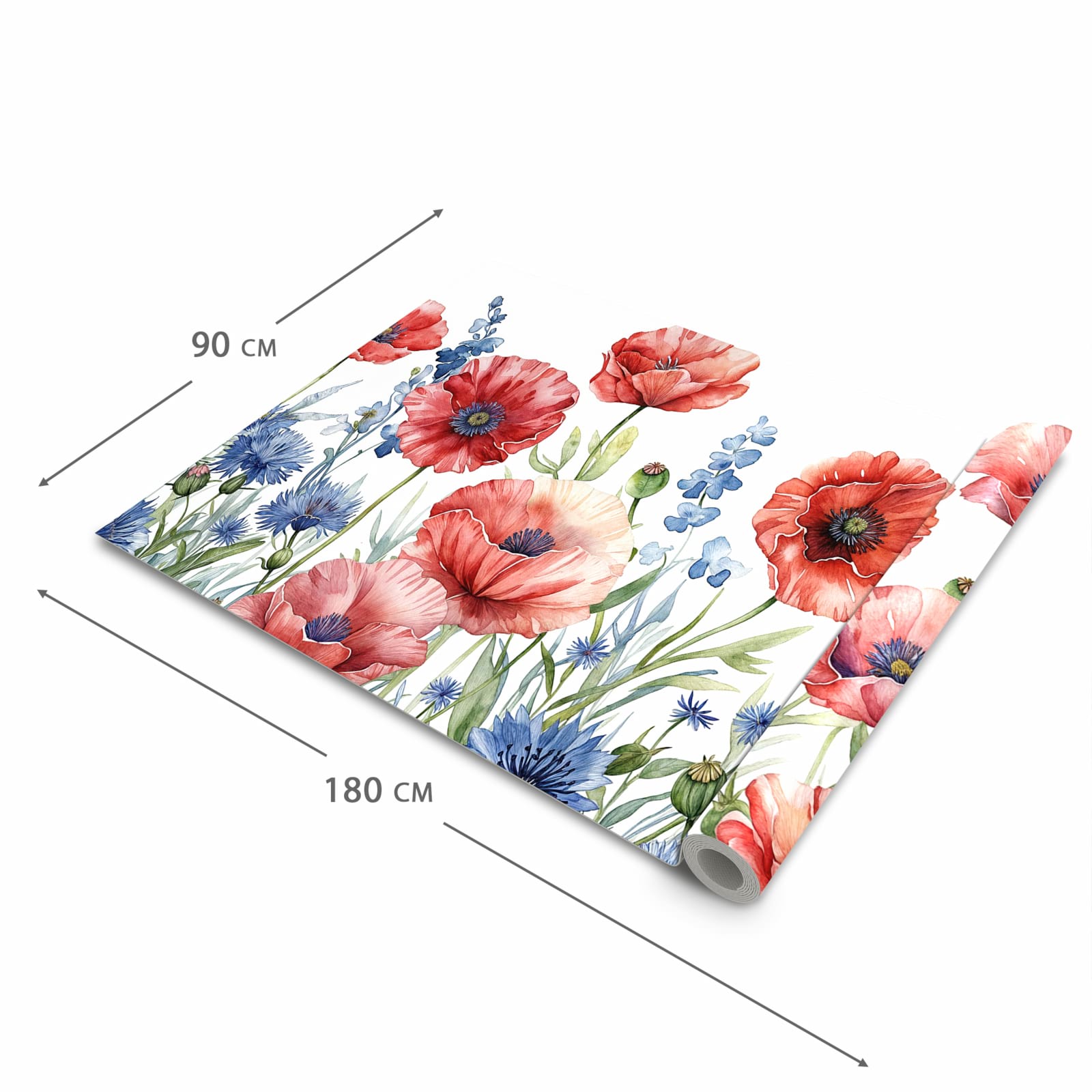 Bodenschonender rutschfester Küchenteppich mit Motiv Blumenwiese Kunstvoll in der Grösse 80x300 cm