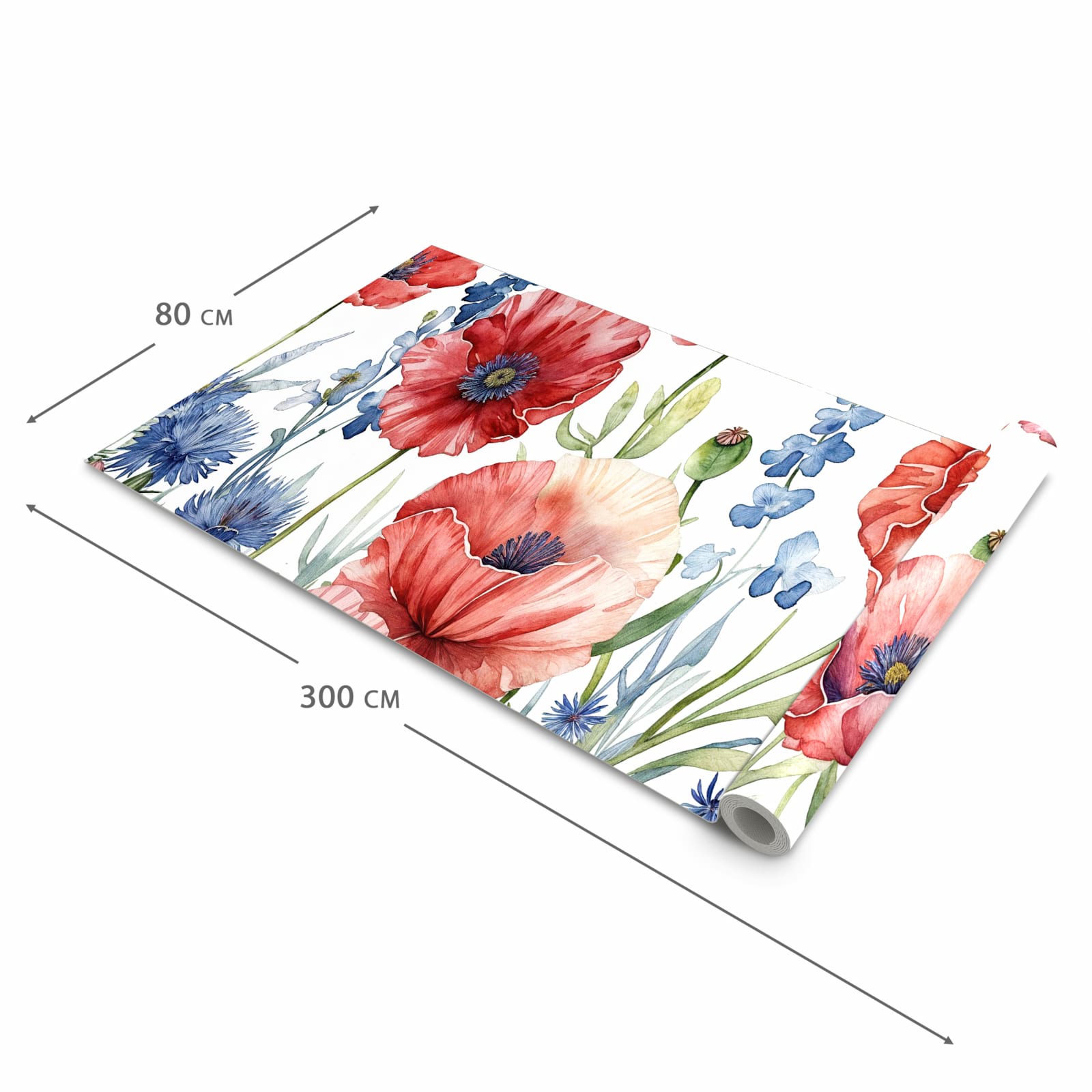 Feuchtigkeitsresistenter Küchenteppich mit Motiv Blumenwiese Kunstvoll in der Grösse 80x300 cm