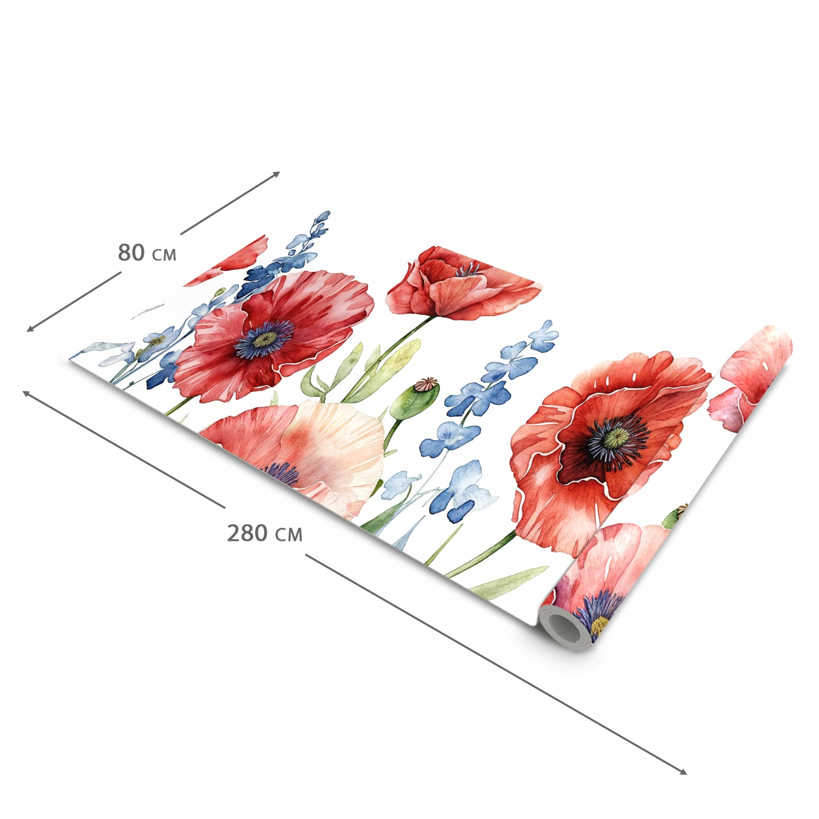 Rutschfester waschbarer Küchenteppich mit Motiv Blumenwiese Kunstvoll in der Grösse 80x300 cm
