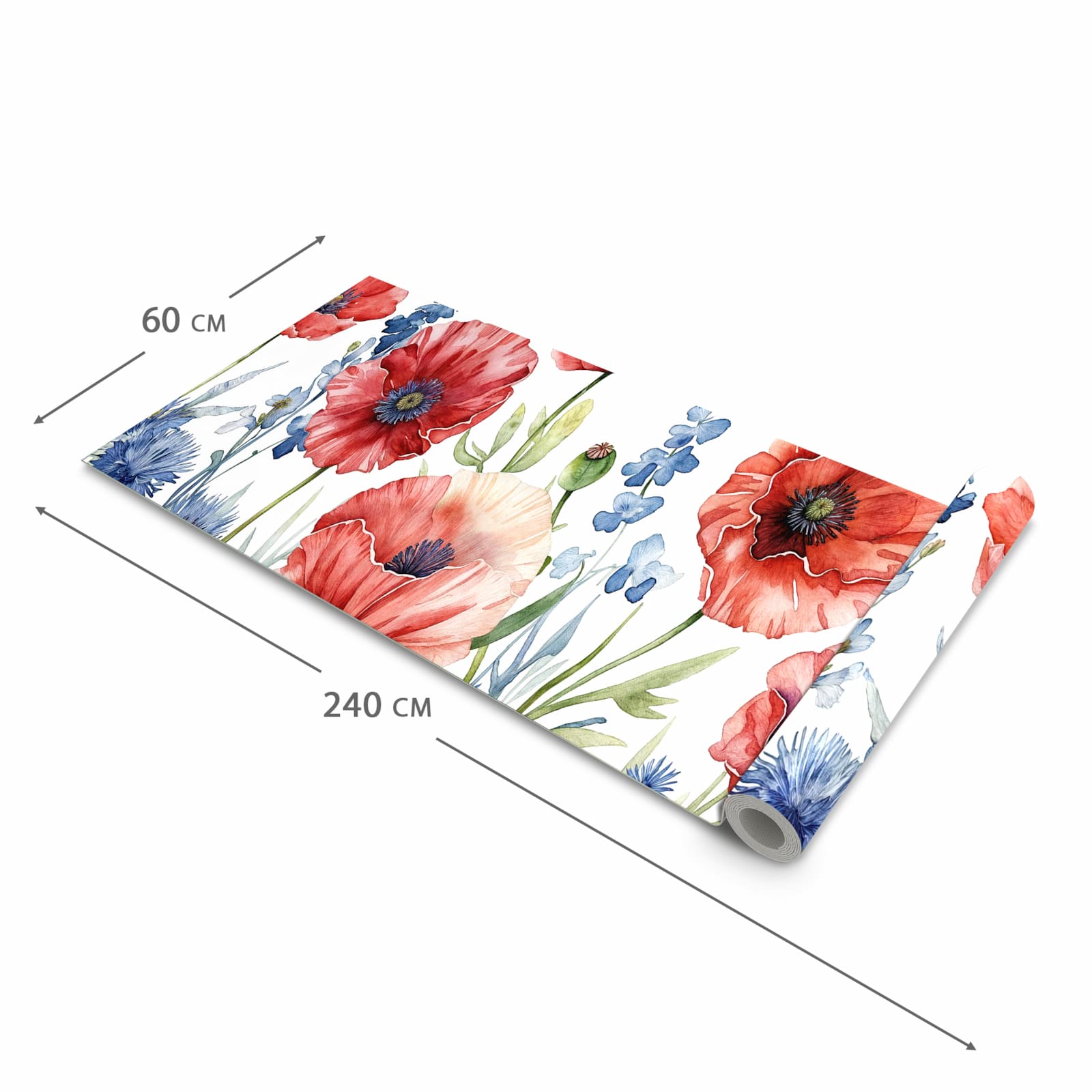 Waschbarer Teppich fürs Esszimmer mit Motiv Blumenwiese Kunstvoll in der Größe 80x300 cm