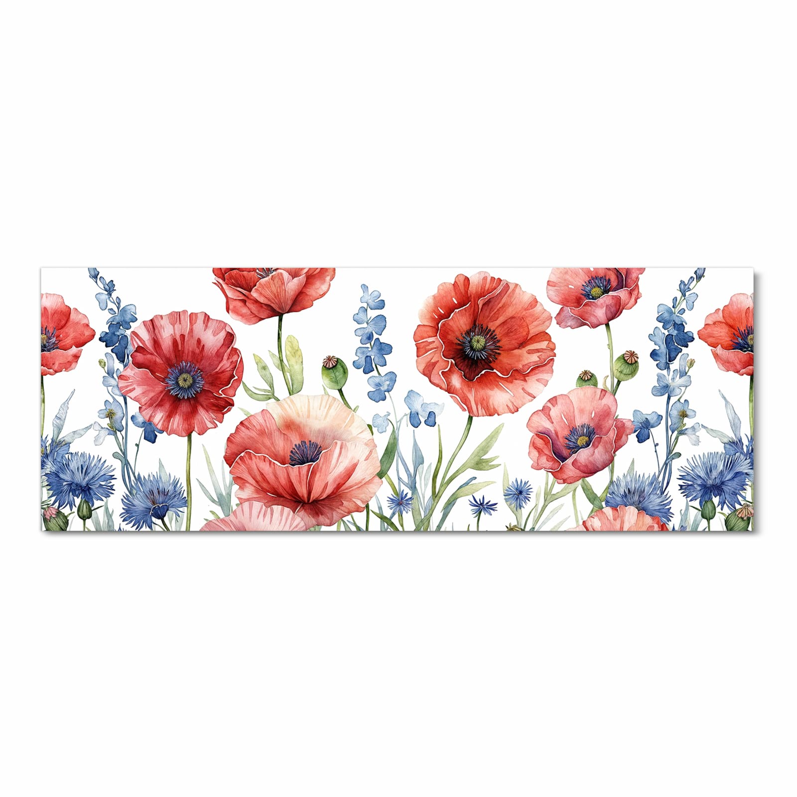 Fleckenresistenter Küchenteppich mit Motiv Blumenwiese Kunstvoll in Frontansicht