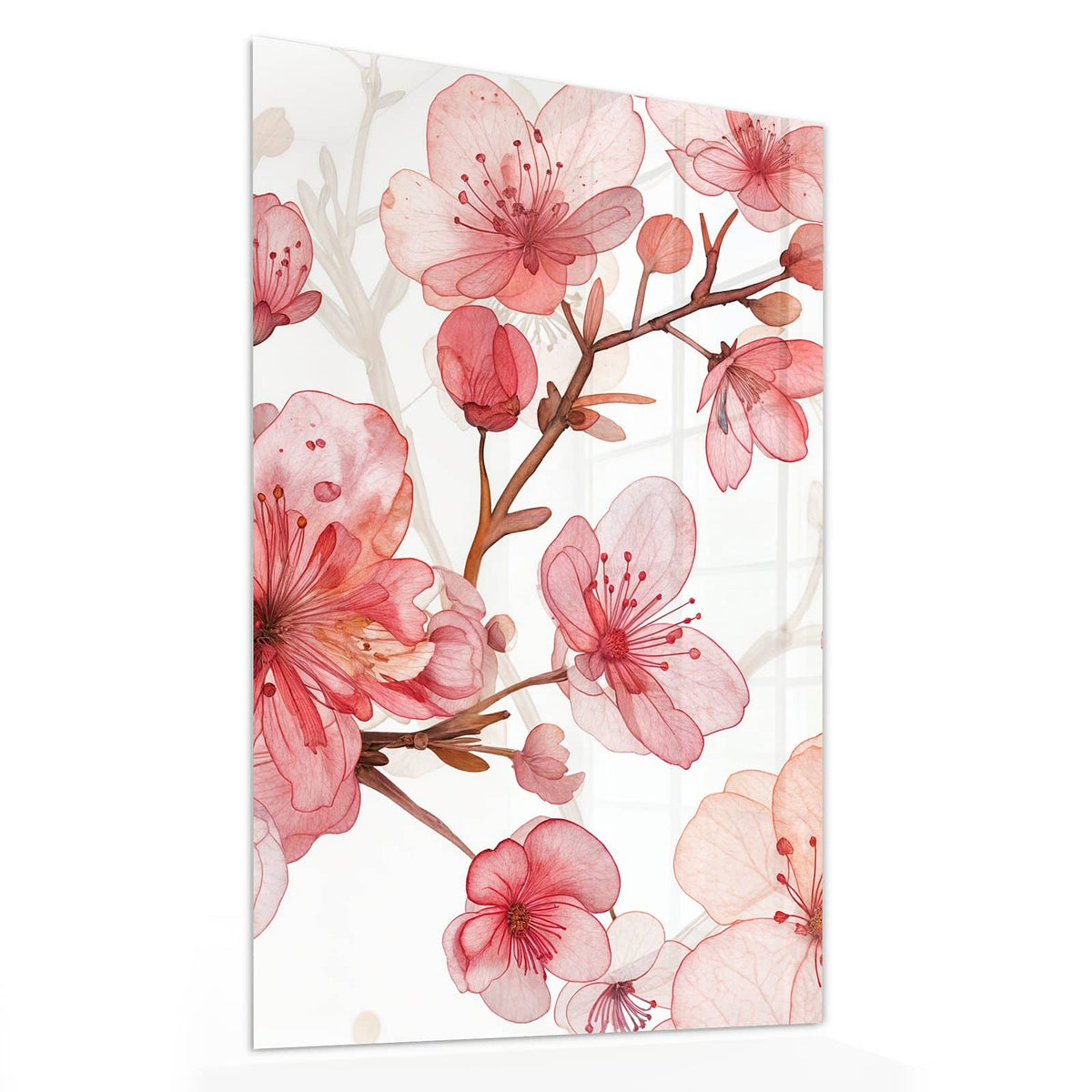 11 Größen – von 30 × 60 bis 60 × 150 cm – Wandbild - Kirschblüten in Aquarell - Hochformat