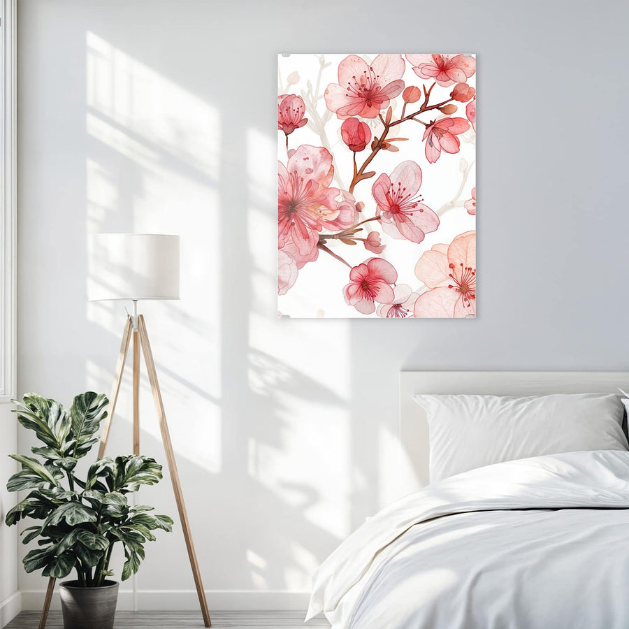 Maße Wandbild - Kirschblüten in Aquarell - Hochformat