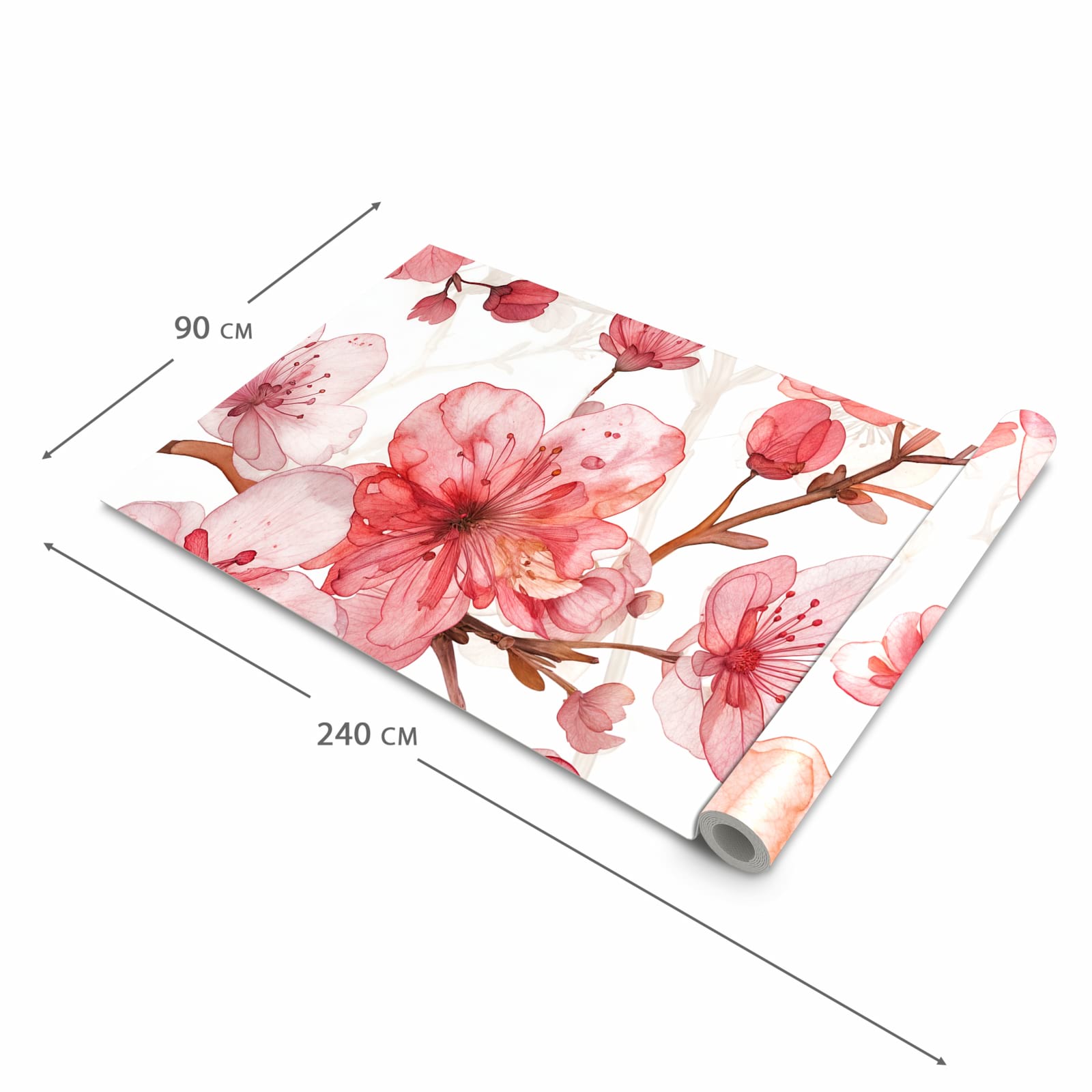 Flacher rutschfester Läufer mit Motiv Blumenmuster Blüten in der Grösse 80x300 cm