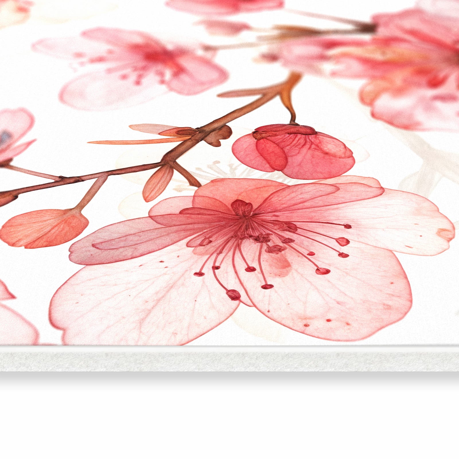 Waschbarer Küchenteppich mit Motiv Blumenmuster Blüten in seitlicher Ansicht