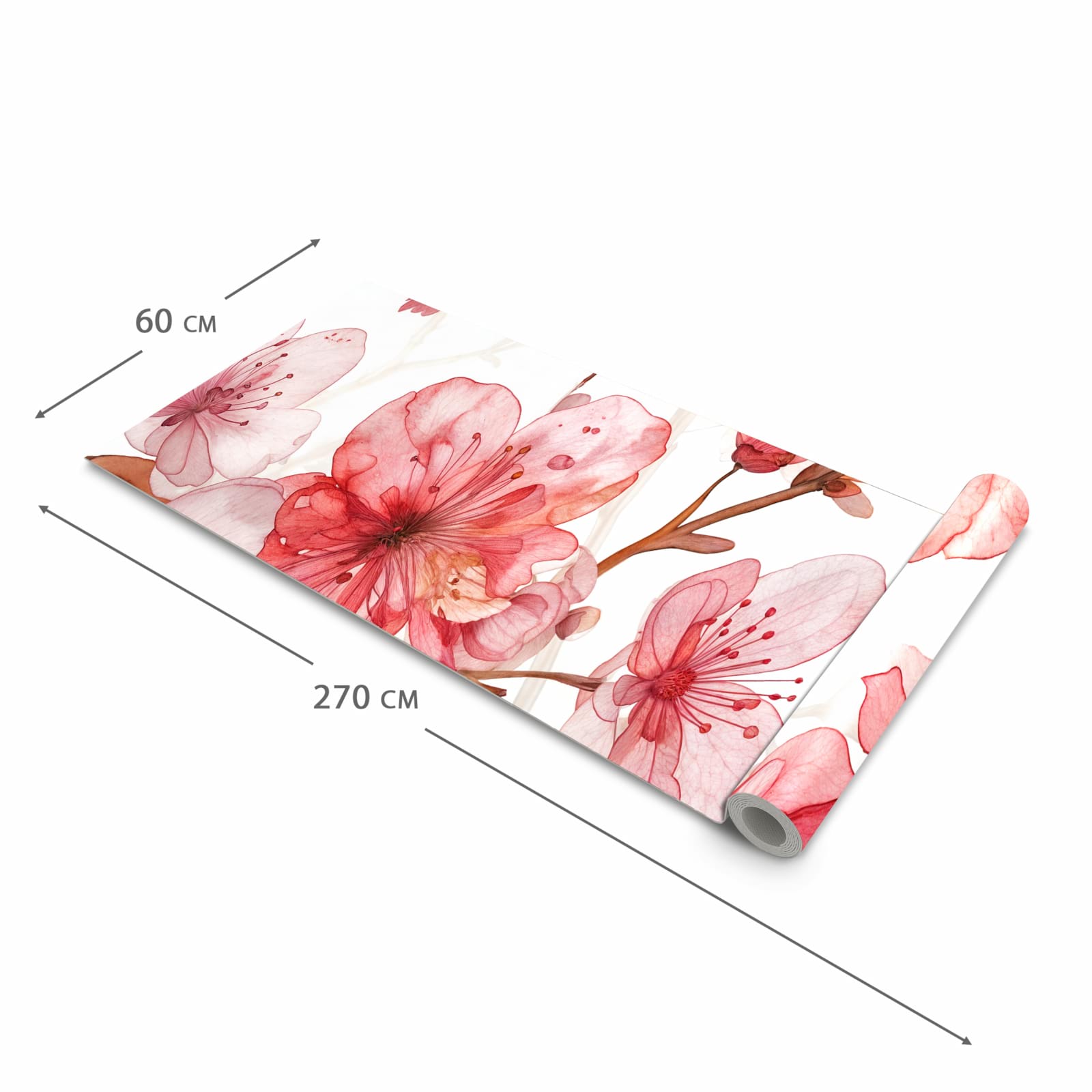 Abriebfester waschbarer Teppich Küche mit Motiv Blumenmuster Blüten in der Grösse 80x300 cm