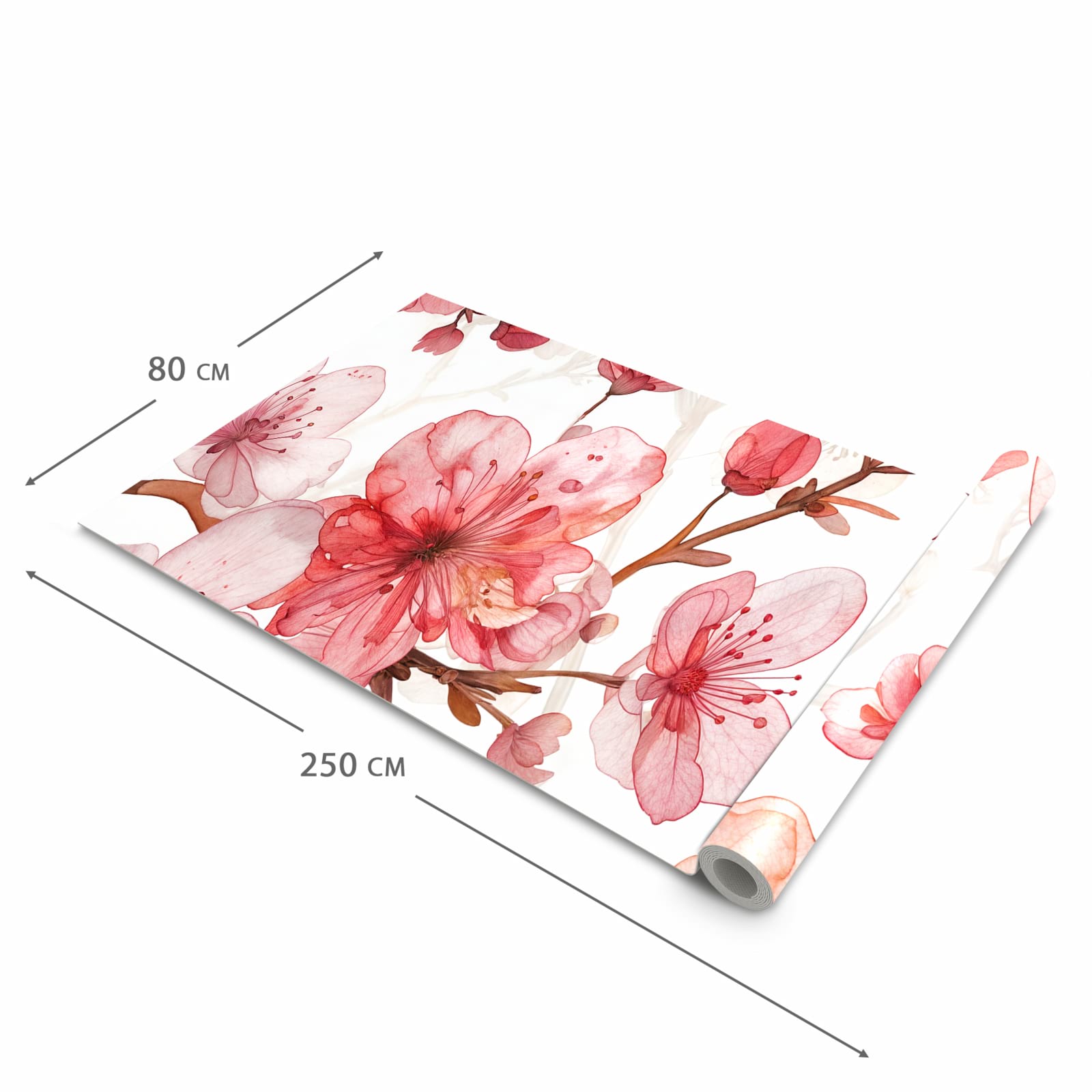 Fleckenresistenter waschbarer Läufer Küche mit Motiv Blumenmuster Blüten in der Grösse 80x300 cm