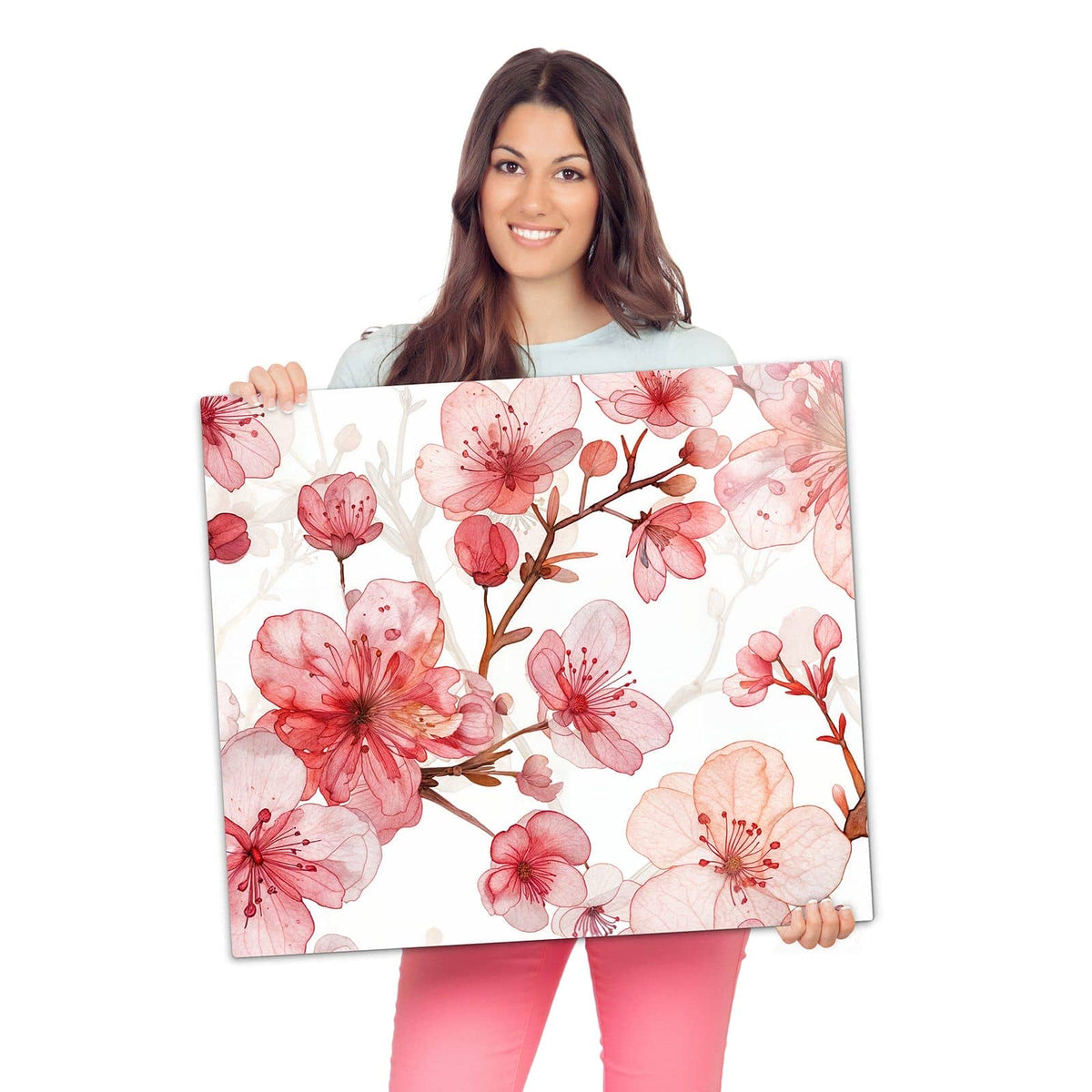 2-teilige Herdabdeckplatte mit Blumenmuster Blüten-Motiv als Spritzschutz hinter dem Kochfeld