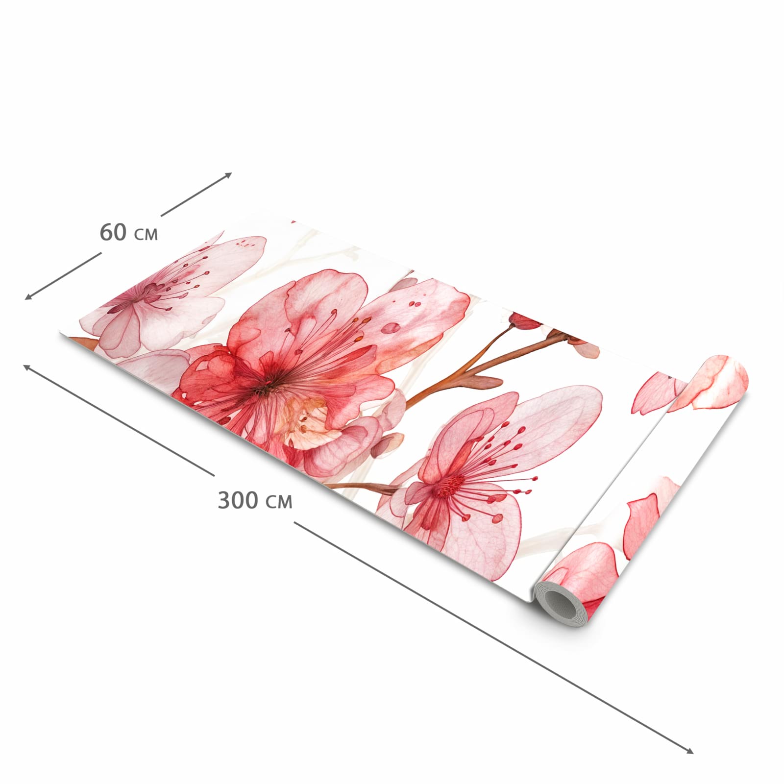 UV-beständiger Küchenläufer mit Motiv Blumenmuster Blüten in der Grösse 80x300 cm