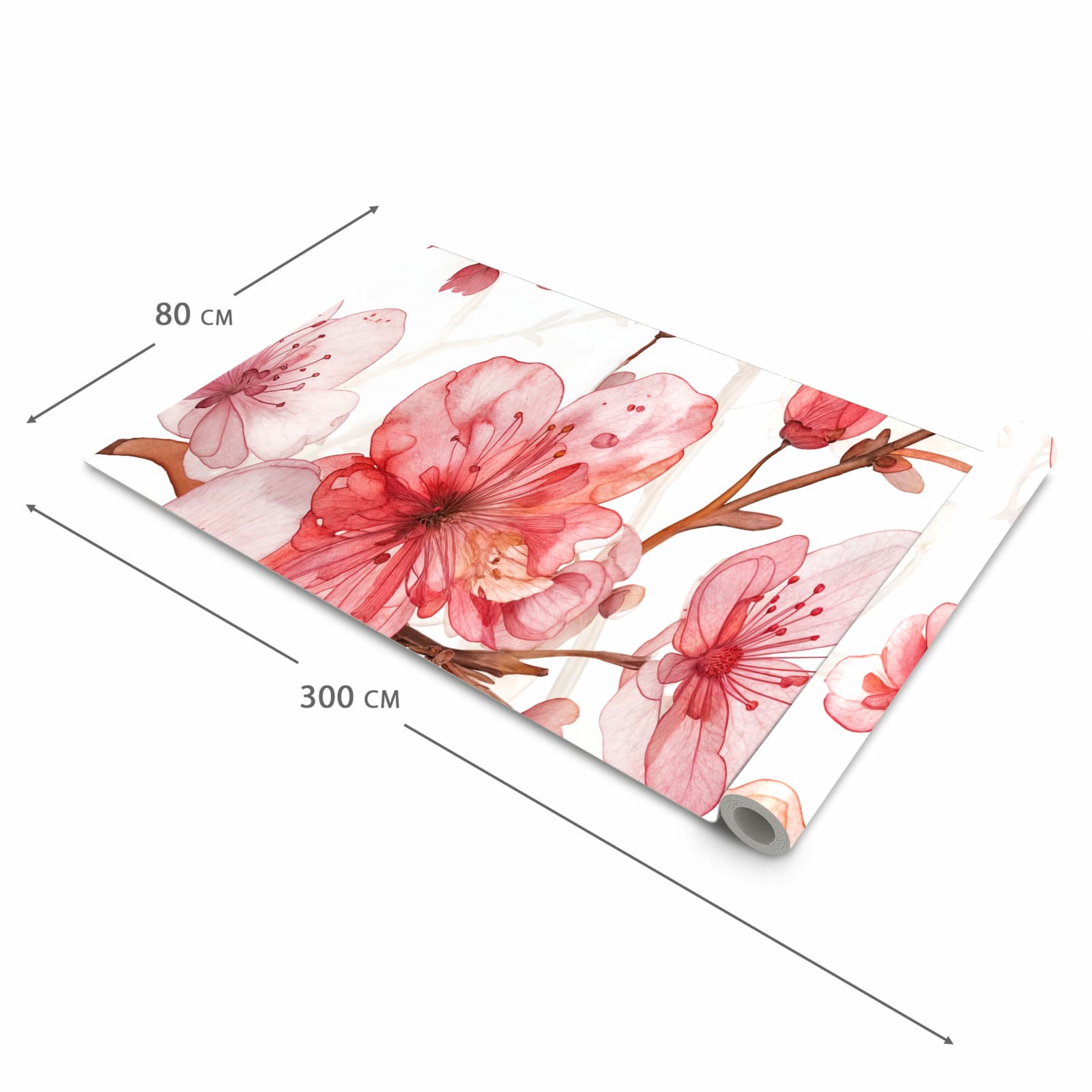 Geruchsneutraler langer Teppich Flur mit Motiv Blumenmuster Blüten in der Grösse 80x300 cm