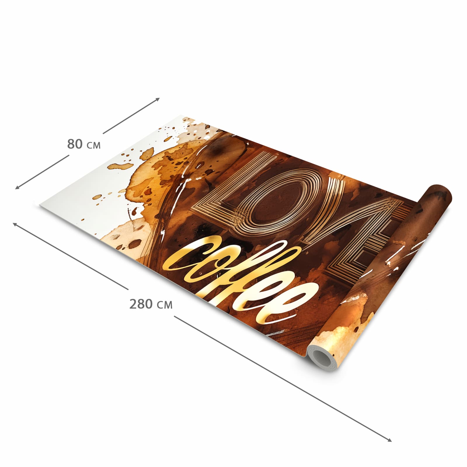 Langlebiger waschbarer Küchenläufer mit Motiv Kaffeeherz in der Grösse 80x280 cm