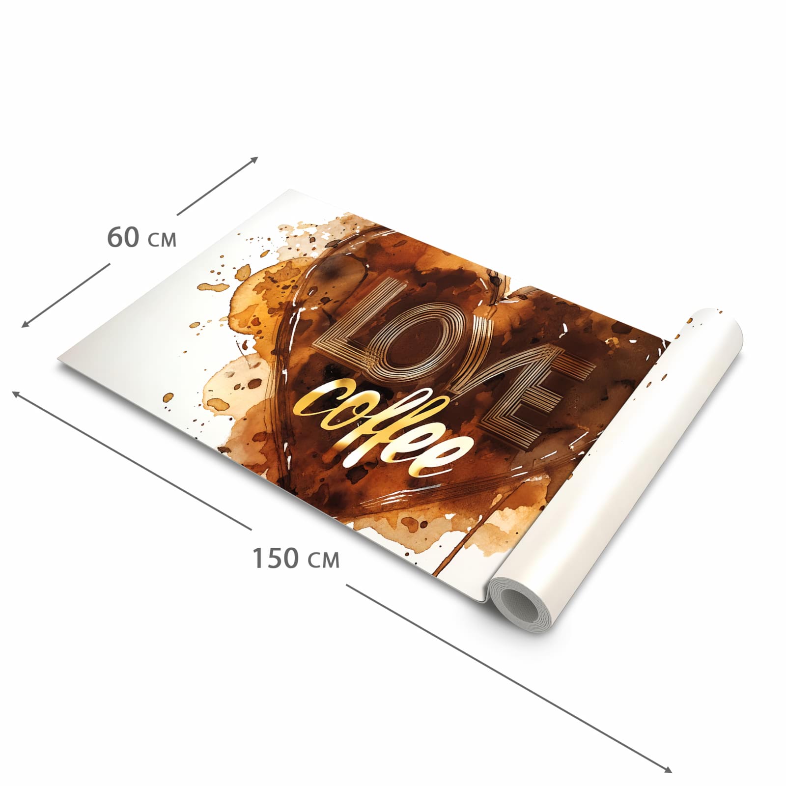 Geräuschdämpfender rutschfester Küchenteppich mit Motiv Kaffeeherz in der Grösse 80x280 cm