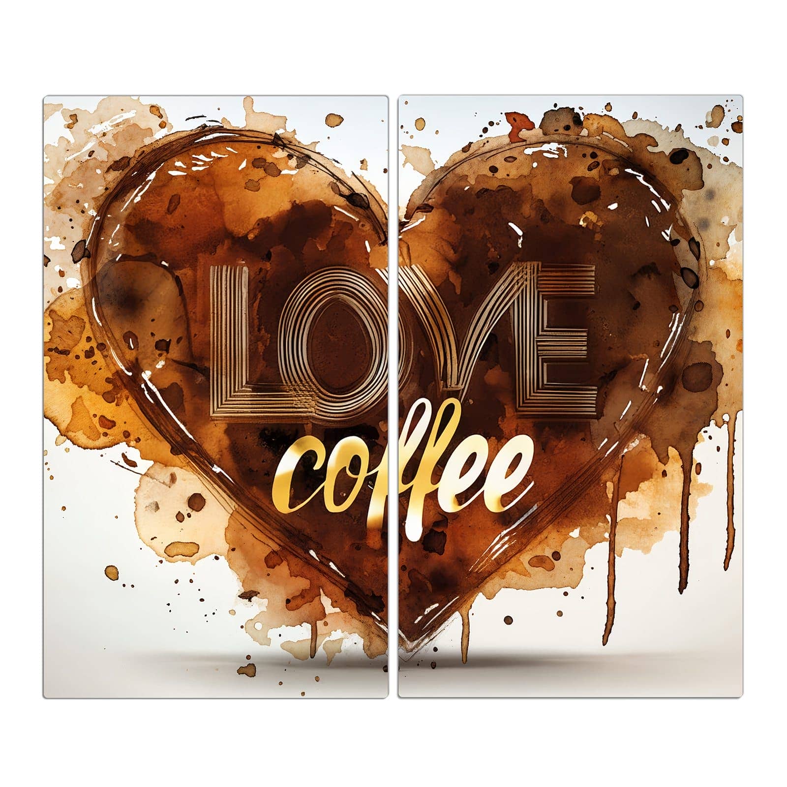 2-teilige Abdeckplatten mit Kaffeeherz-Motiv in der Frontansicht #grösse_2-Teilig (60x52cm)